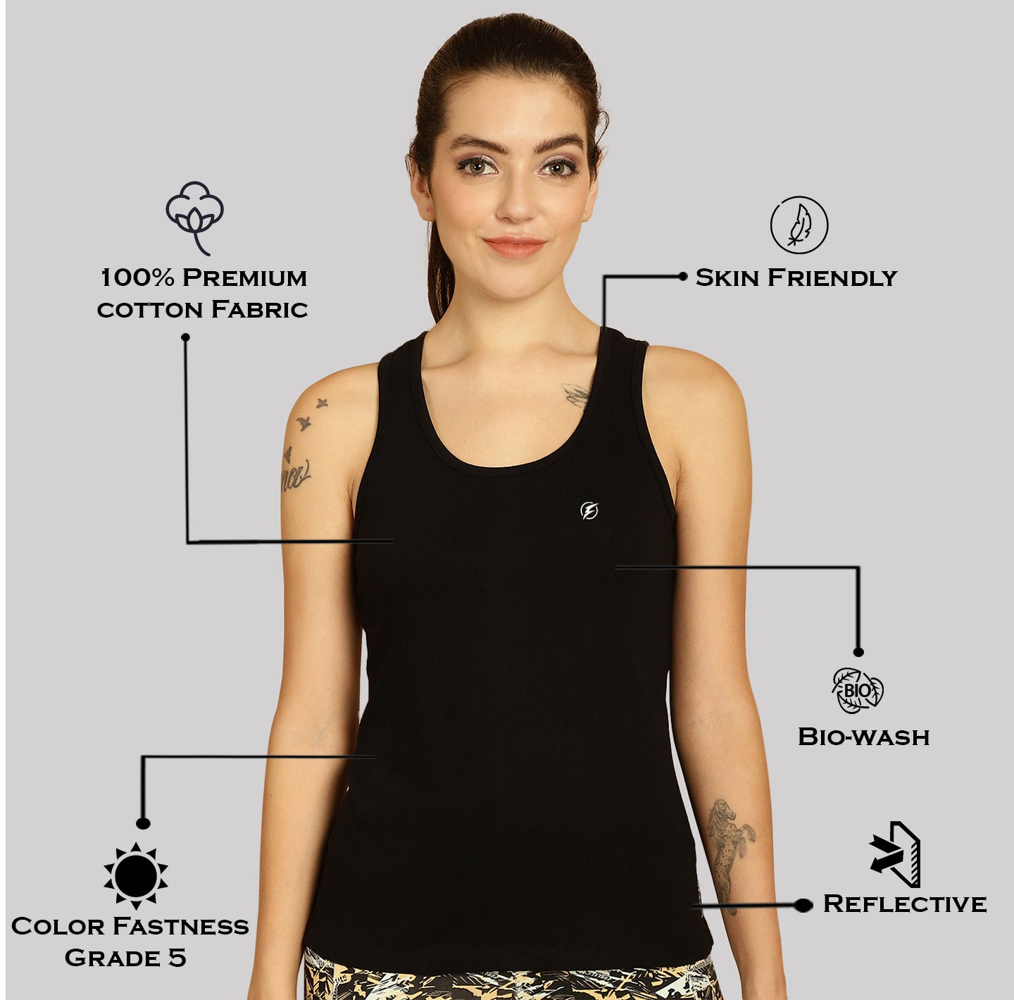 Women Solid Cotton Slim Fit Tank Top - Friskers