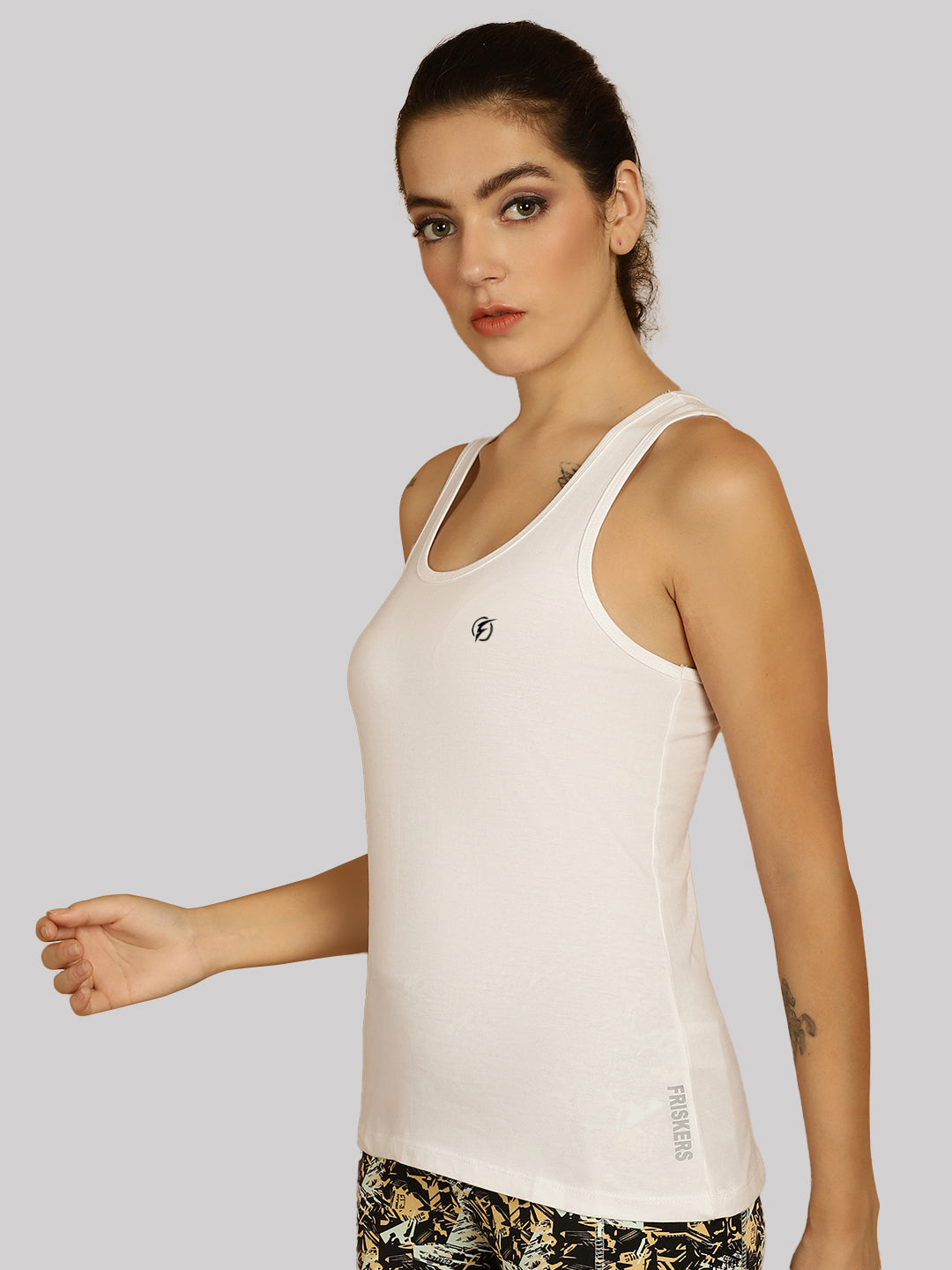 Women Solid Cotton Slim Fit Tank Top - Friskers