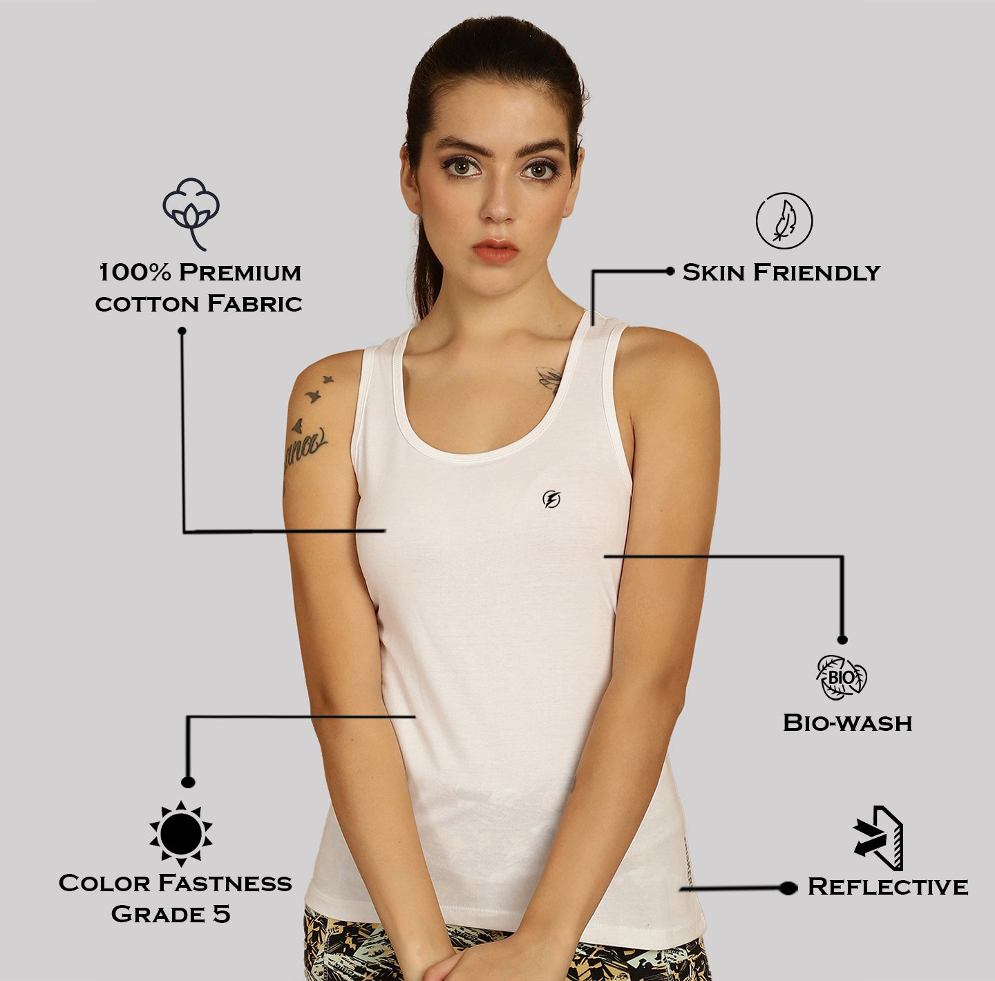 Women Solid Cotton Slim Fit Tank Top - Friskers