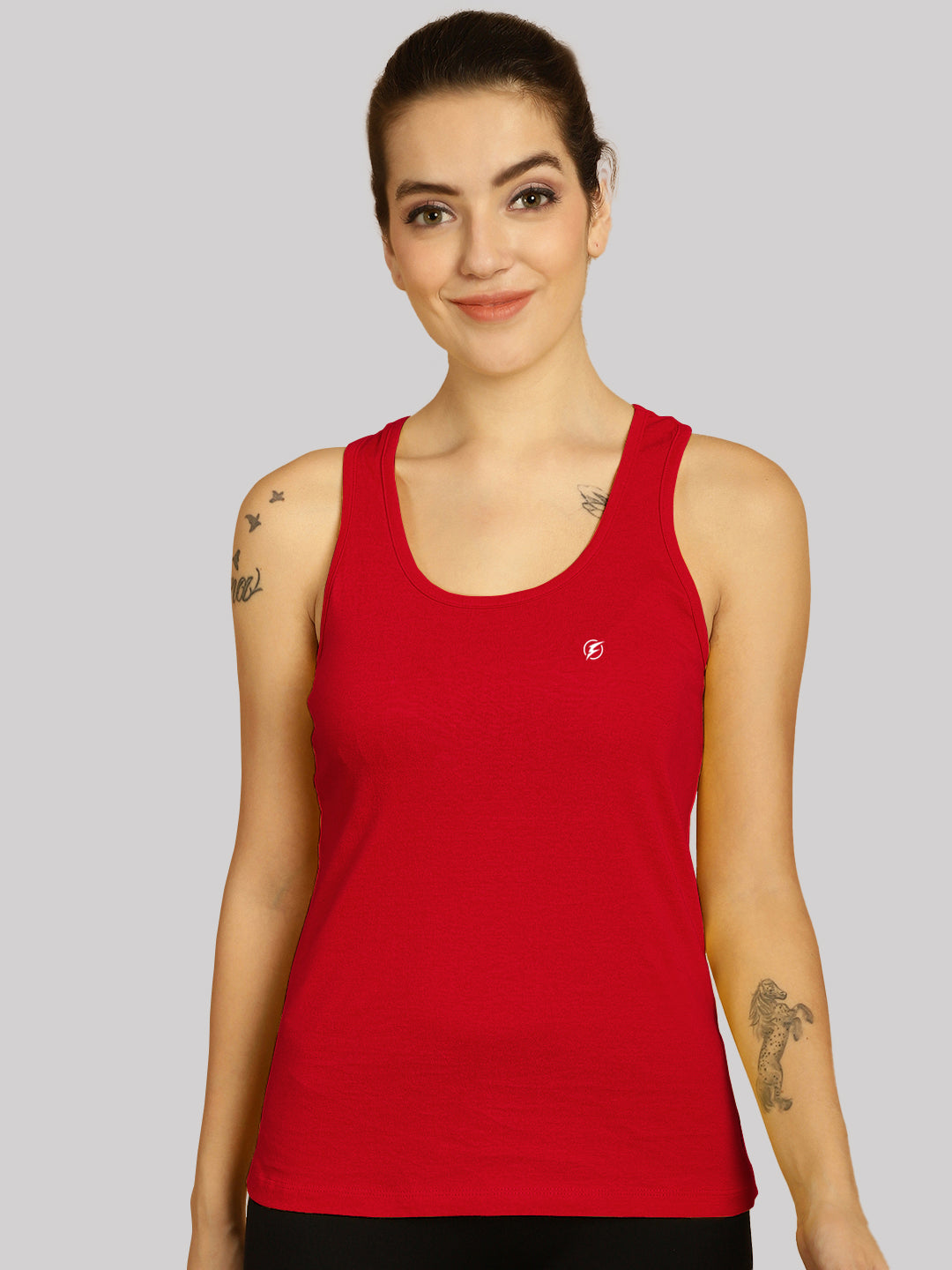 Women Solid Cotton Slim Fit Tank Top - Friskers