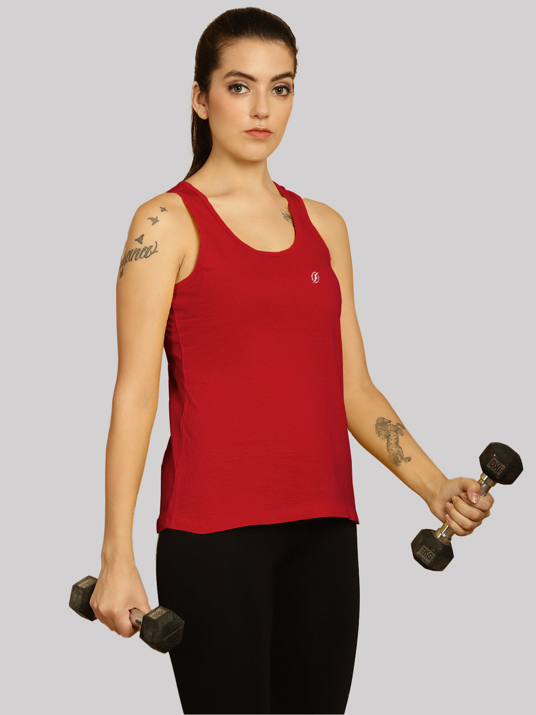 Women Solid Cotton Slim Fit Tank Top - Friskers