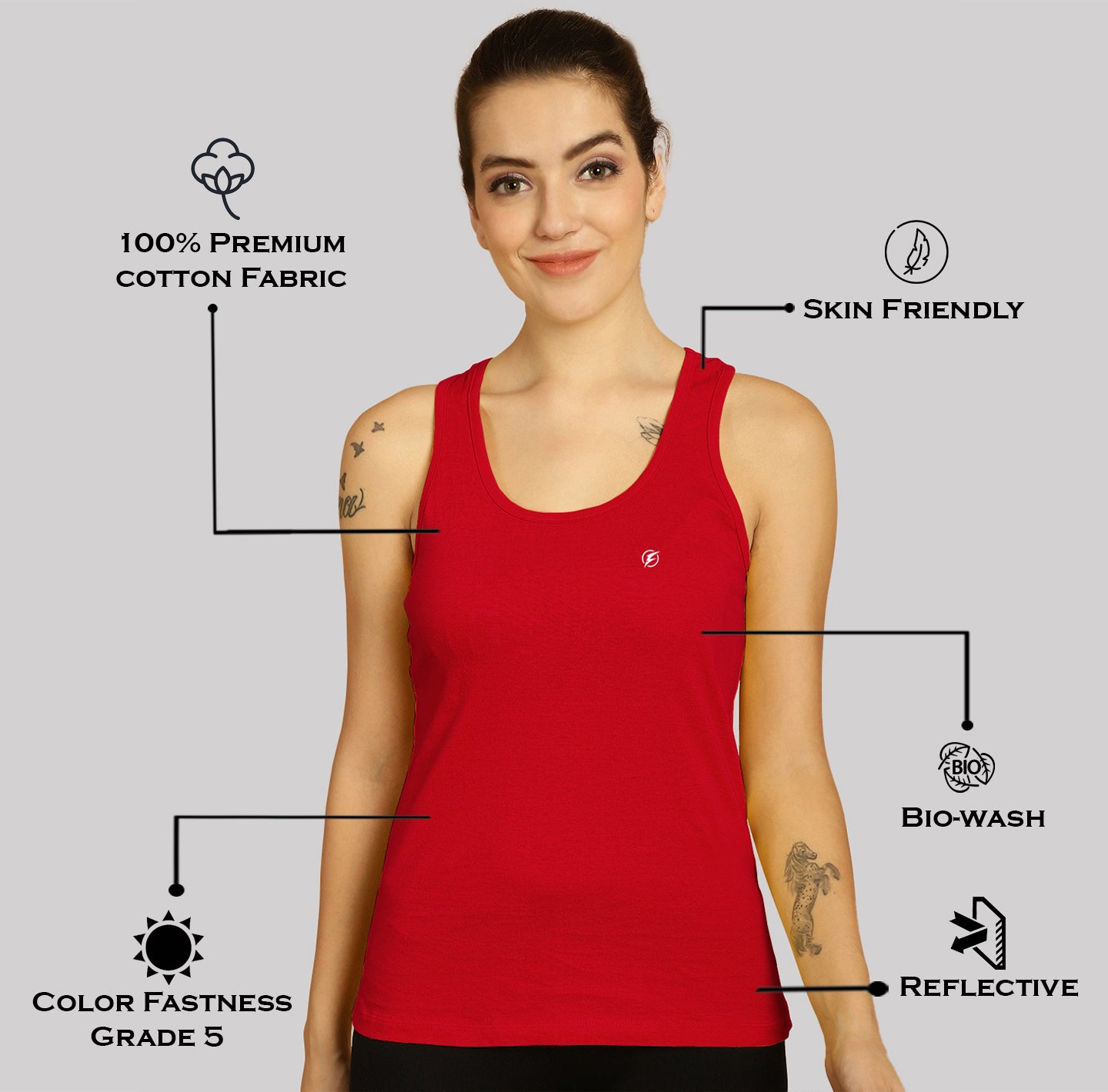 Women Solid Cotton Slim Fit Tank Top - Friskers