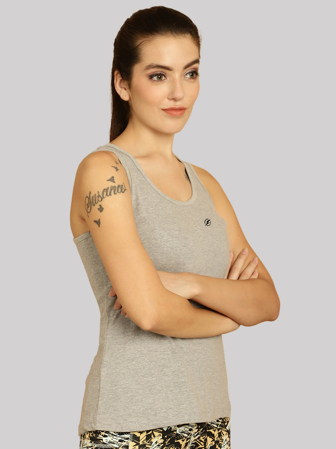 Women Solid Cotton Slim Fit Tank Top - Friskers