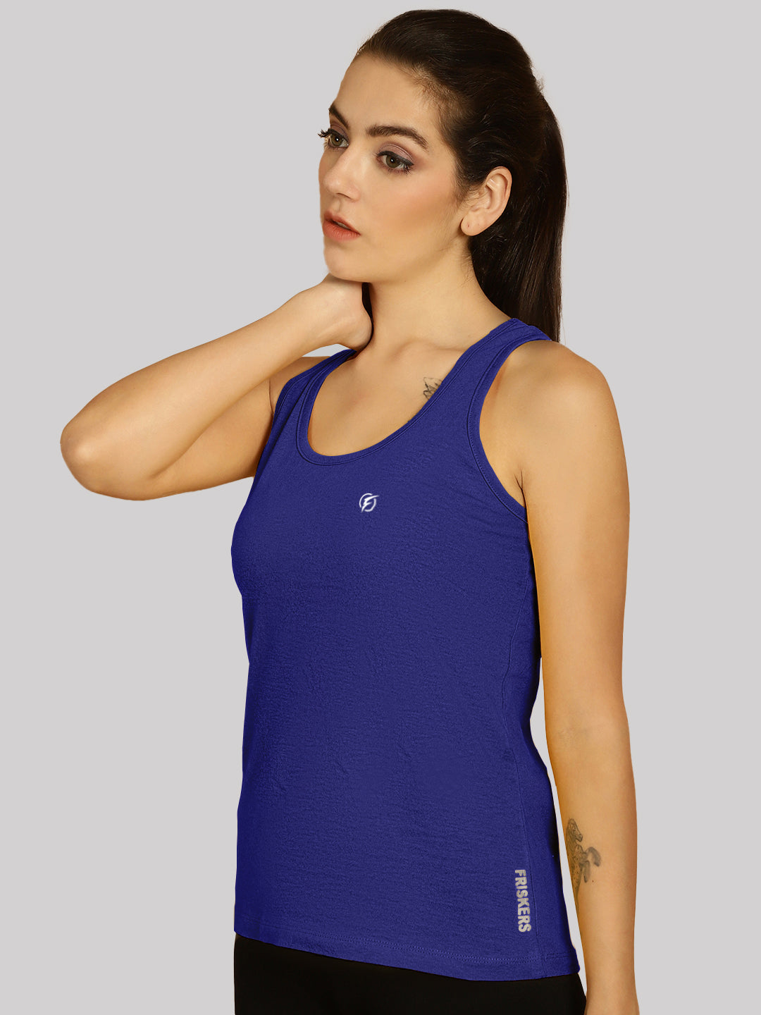 Women Solid Cotton Slim Fit Tank Top - Friskers