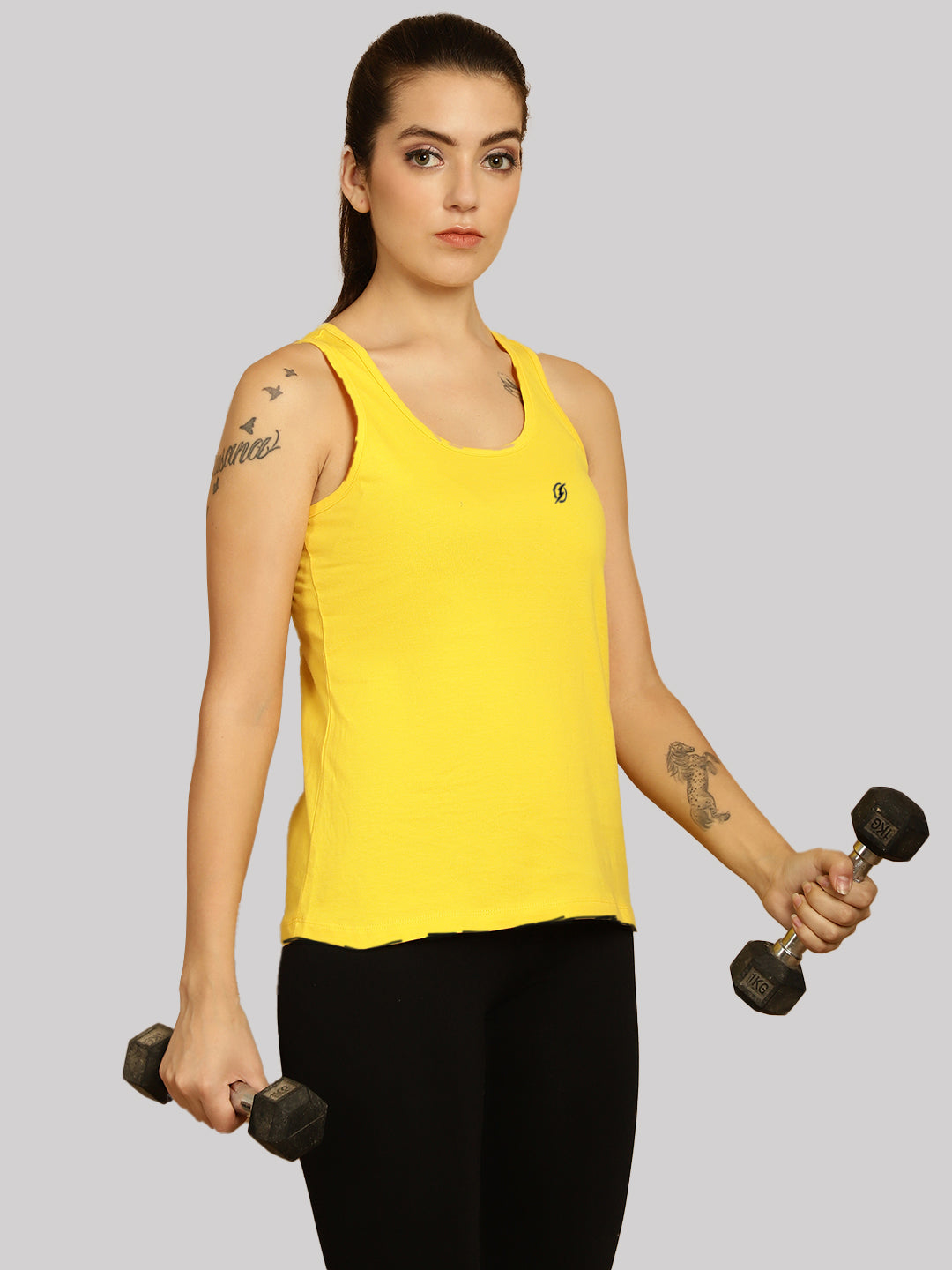 Women Solid Cotton Slim Fit Tank Top - Friskers