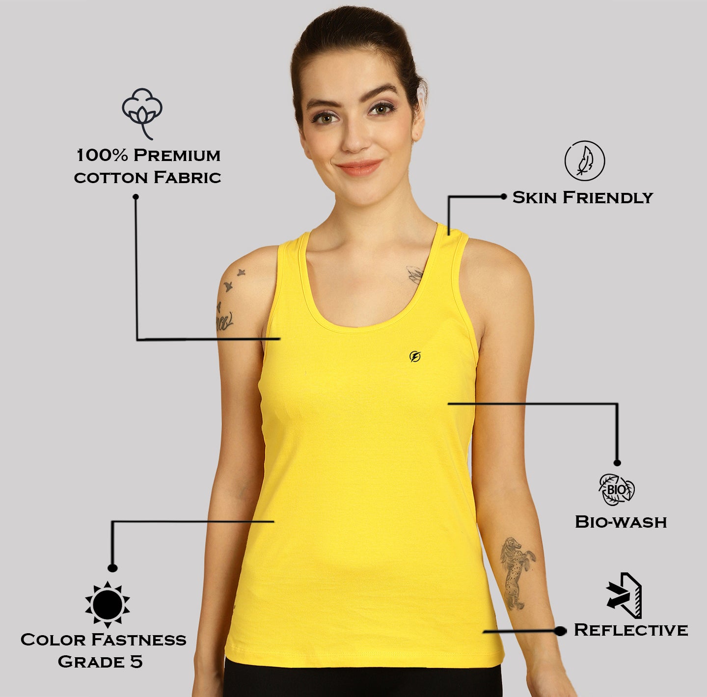 Women Solid Cotton Slim Fit Tank Top - Friskers