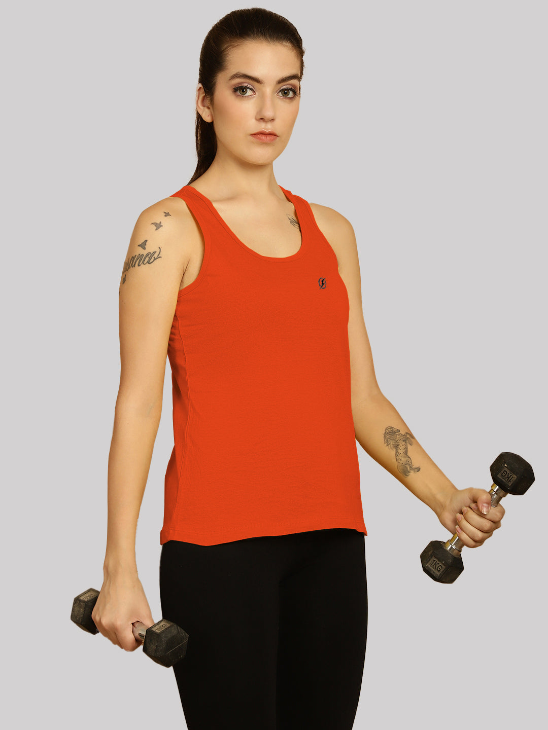 Women Solid Cotton Slim Fit Tank Top - Friskers