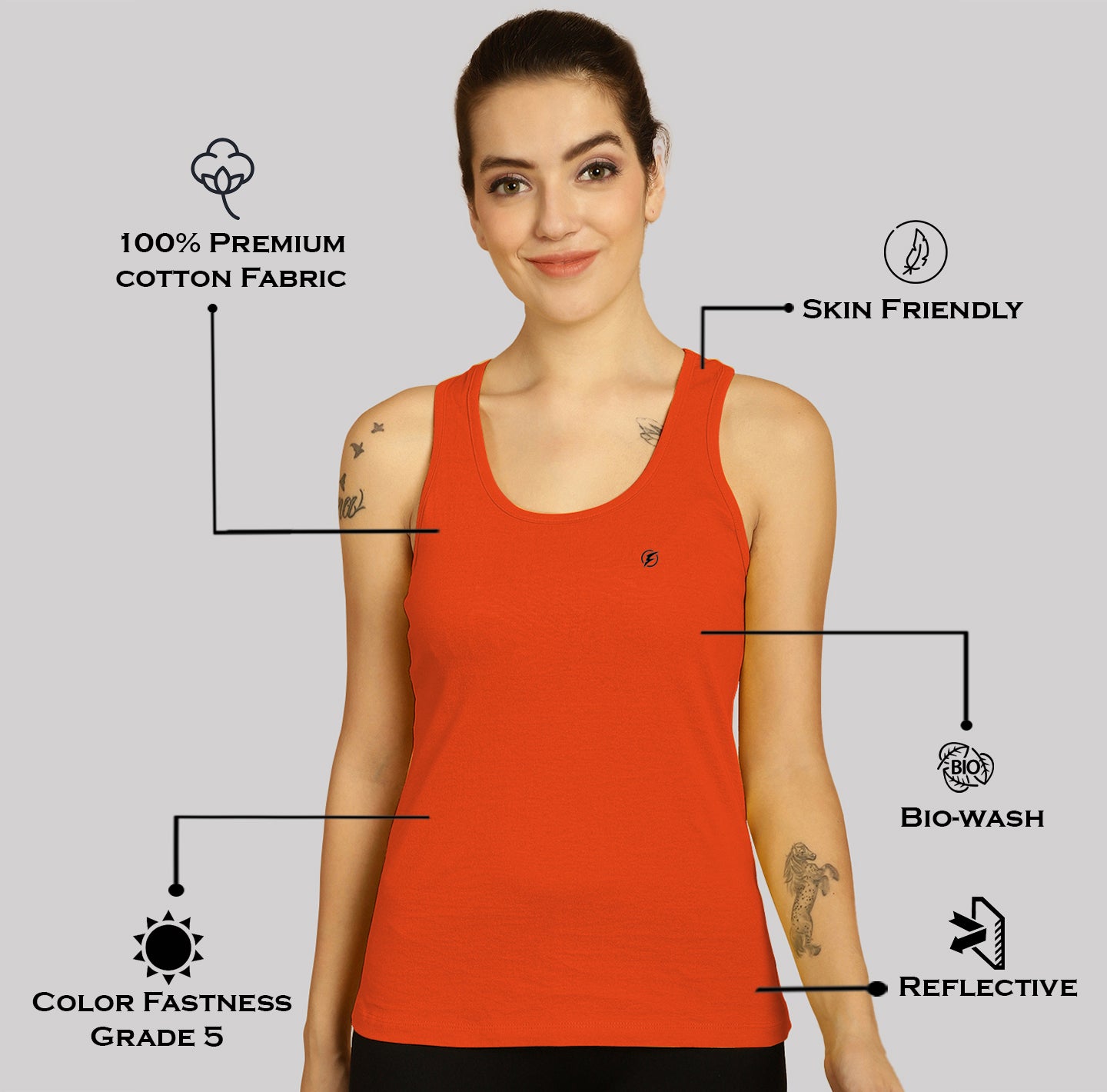 Women Solid Cotton Slim Fit Tank Top - Friskers