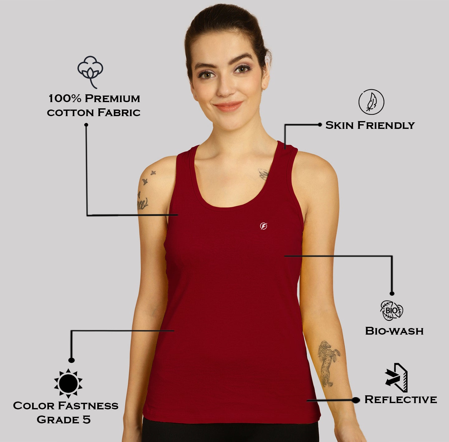 Women Solid Cotton Slim Fit Tank Top - Friskers