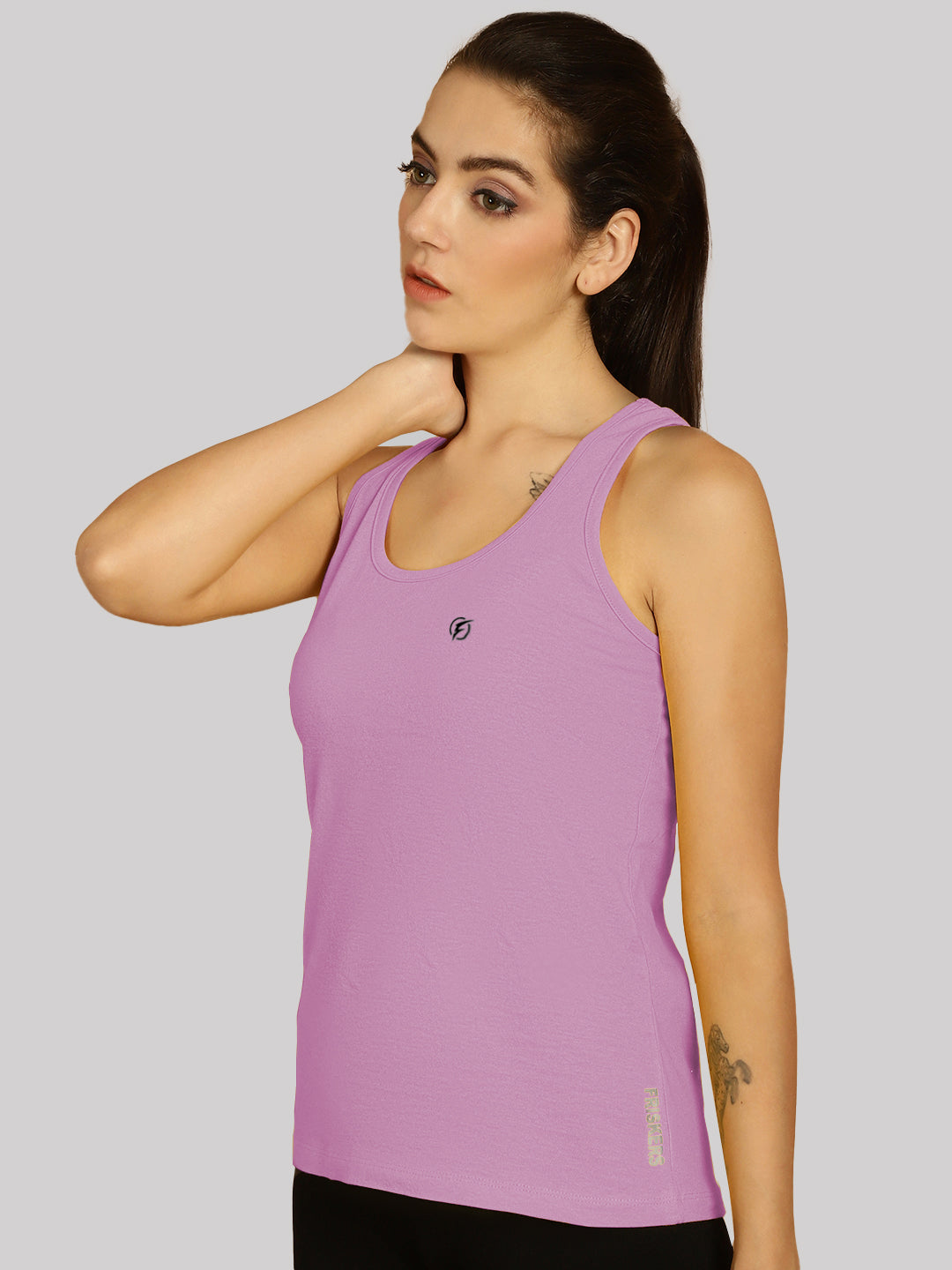 Women Solid Cotton Slim Fit Tank Top - Friskers