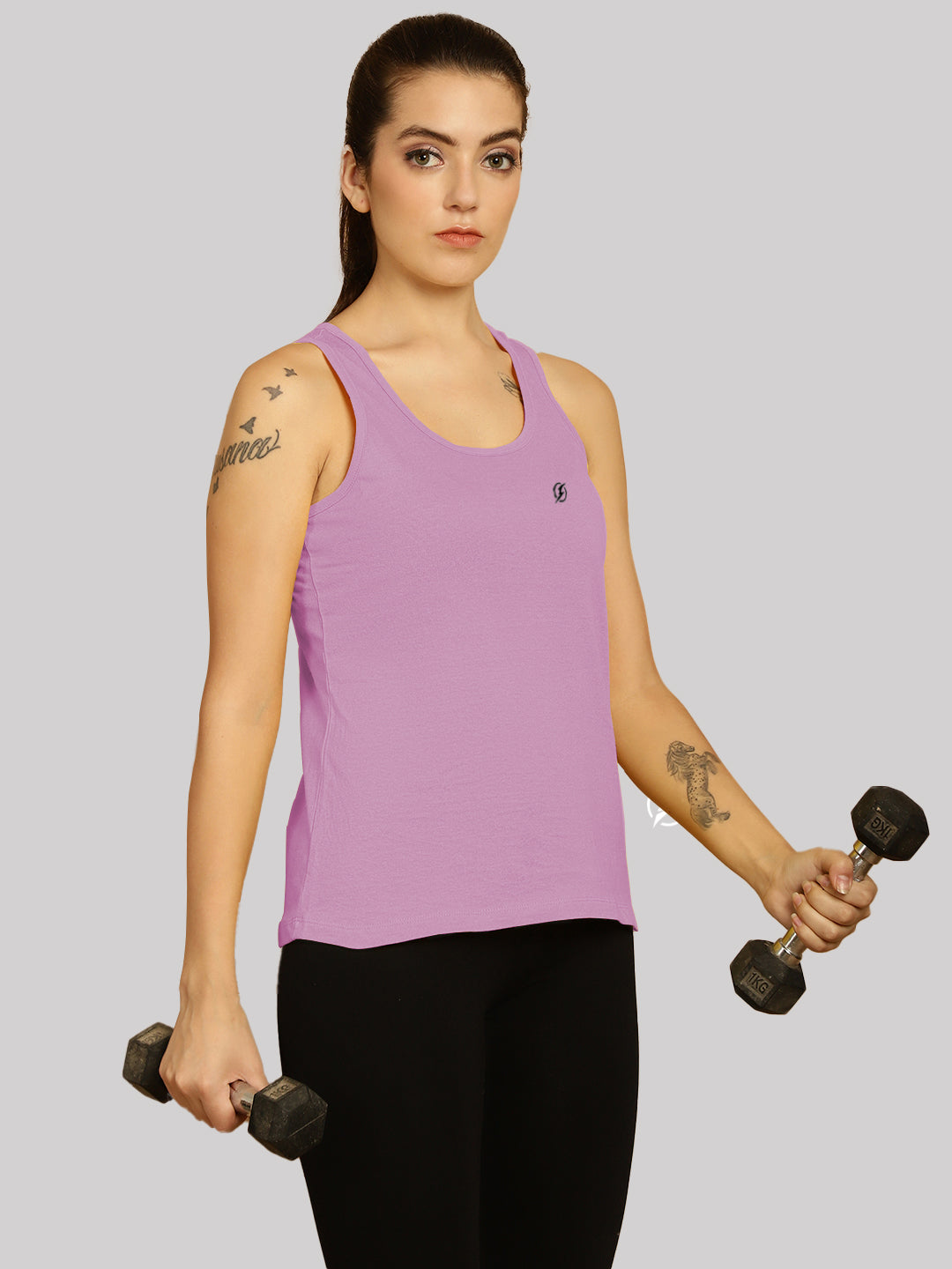 Women Solid Cotton Slim Fit Tank Top - Friskers