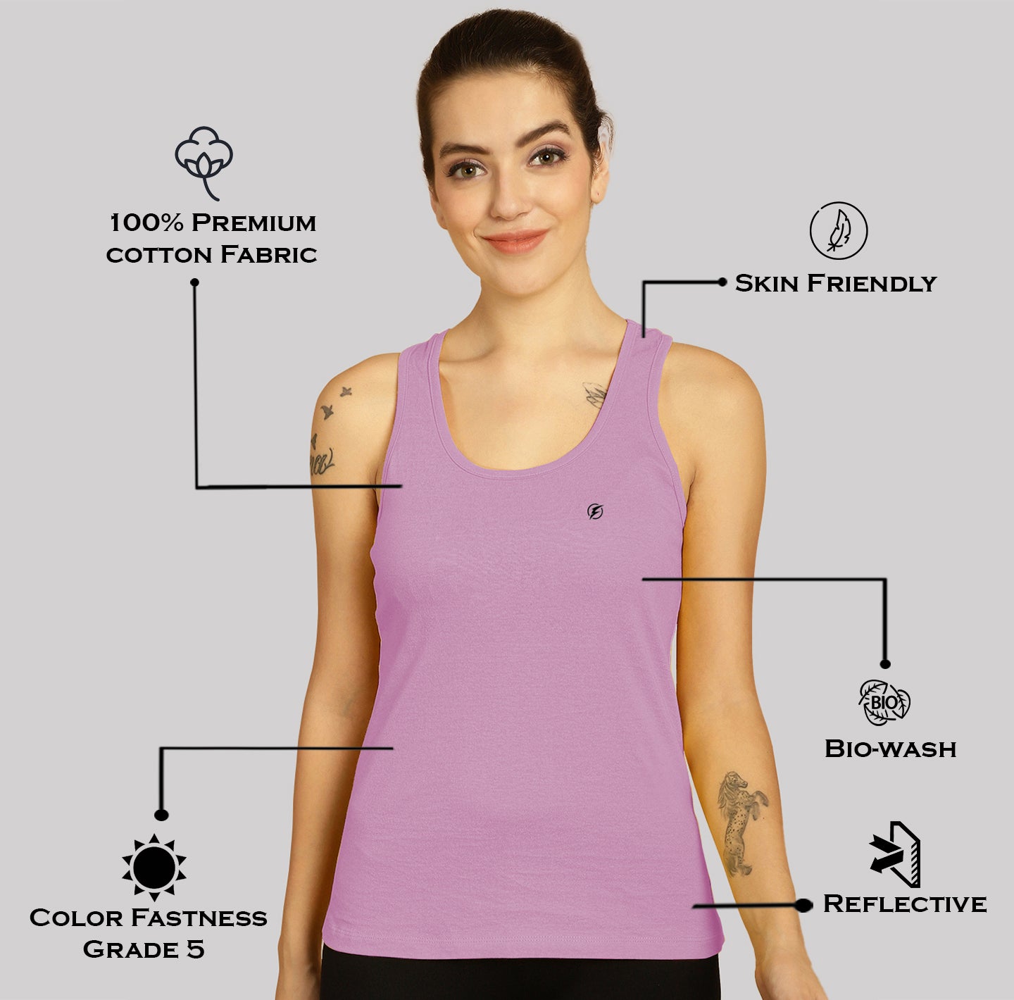 Women Solid Cotton Slim Fit Tank Top - Friskers