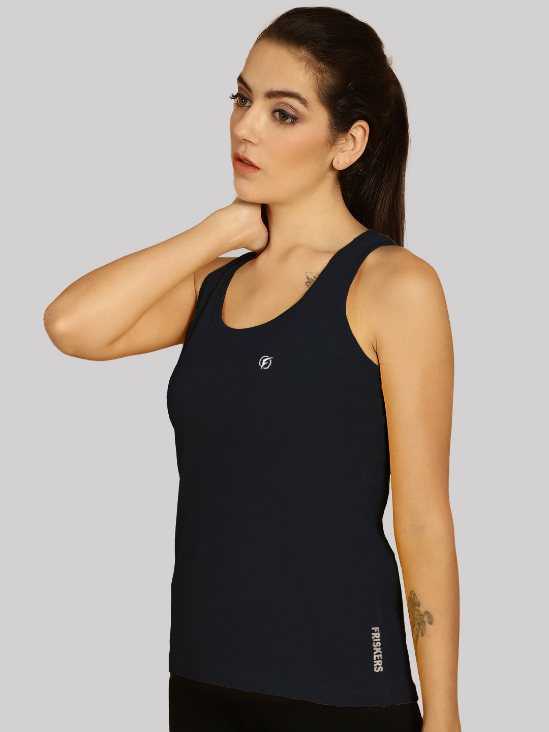 Women Solid Cotton Slim Fit Tank Top - Friskers