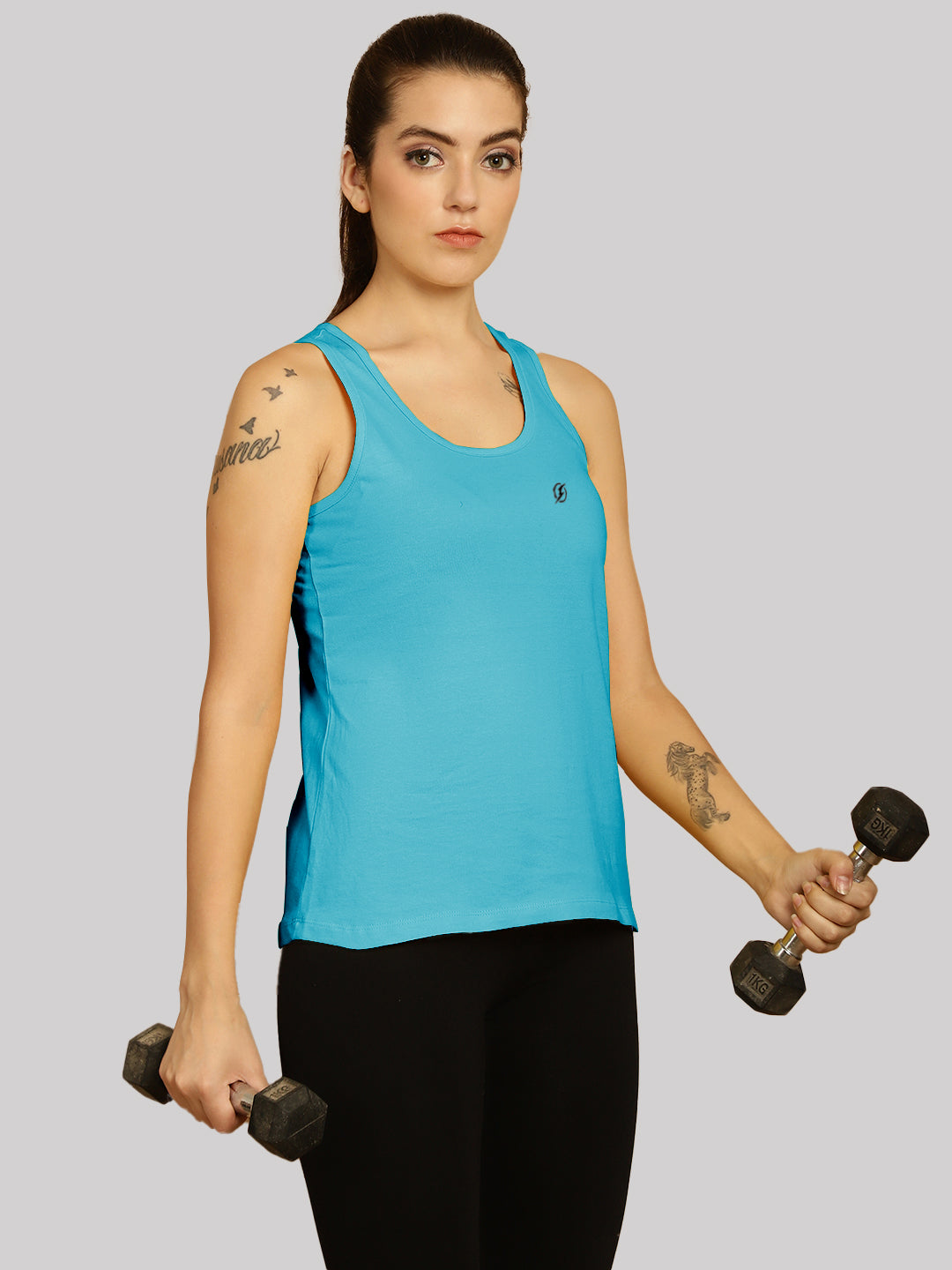 Women Solid Cotton Slim Fit Tank Top - Friskers