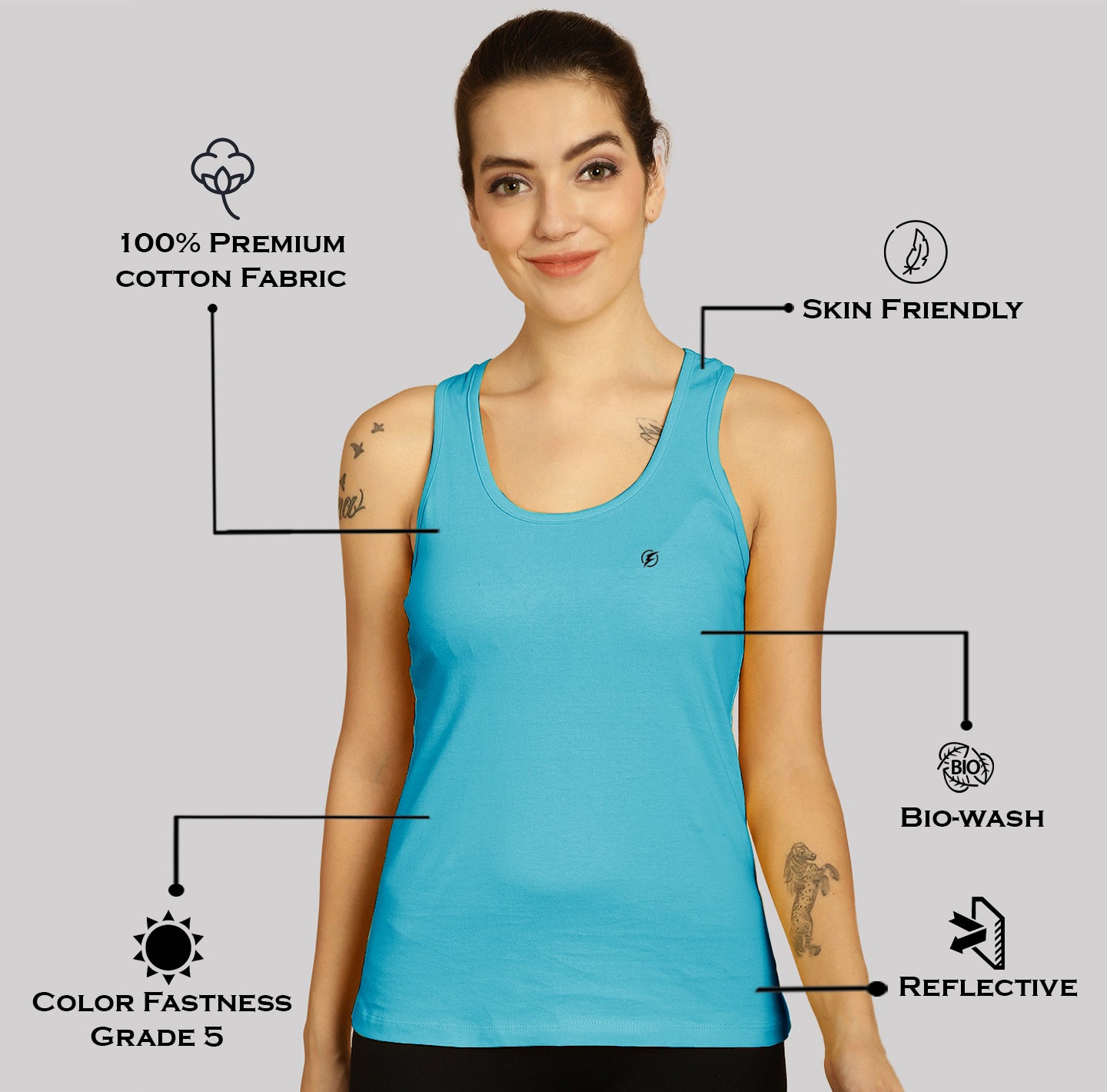 Women Solid Cotton Slim Fit Tank Top - Friskers