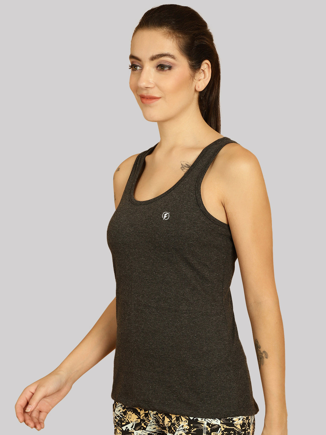 Women Solid Cotton Slim Fit Tank Top - Friskers