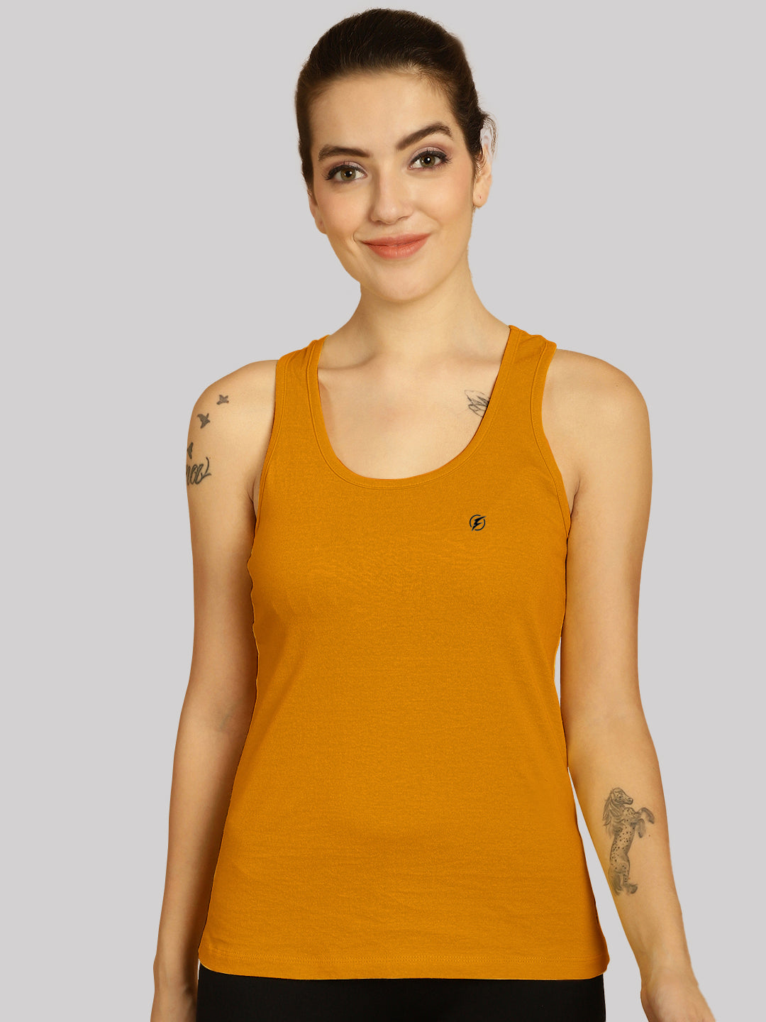 Women Solid Cotton Slim Fit Tank Top - Friskers