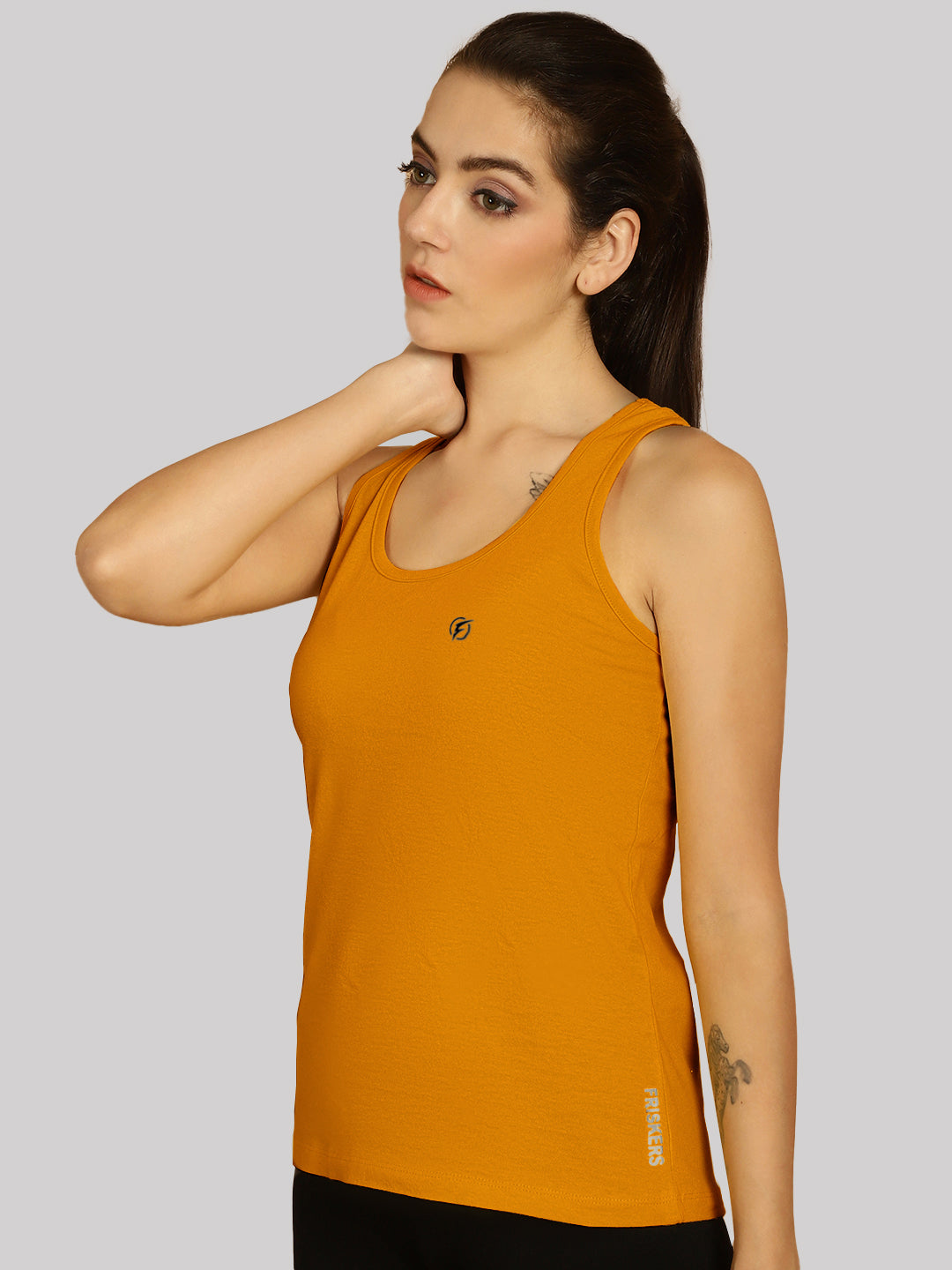 Women Solid Cotton Slim Fit Tank Top - Friskers