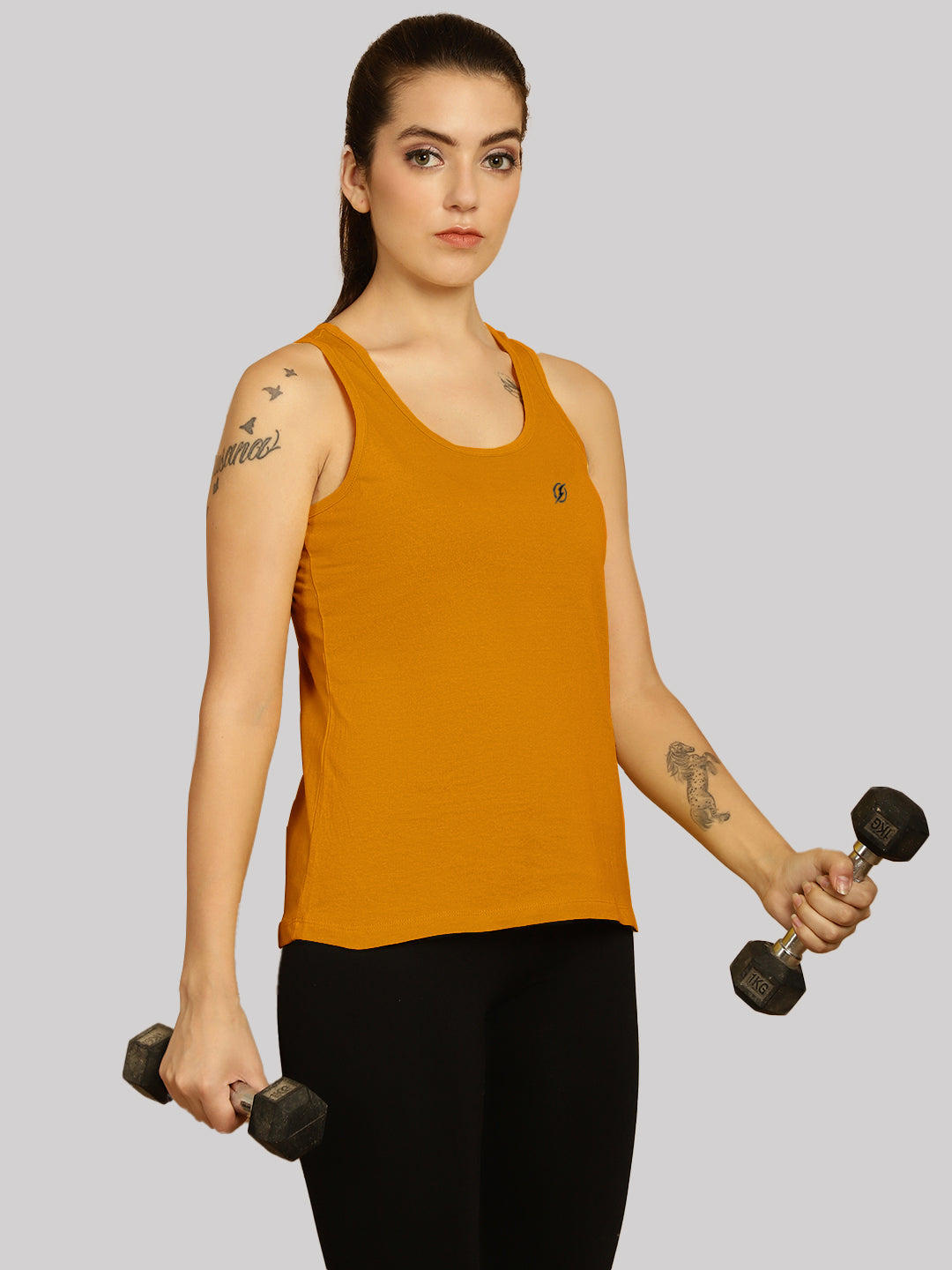 Women Solid Cotton Slim Fit Tank Top - Friskers