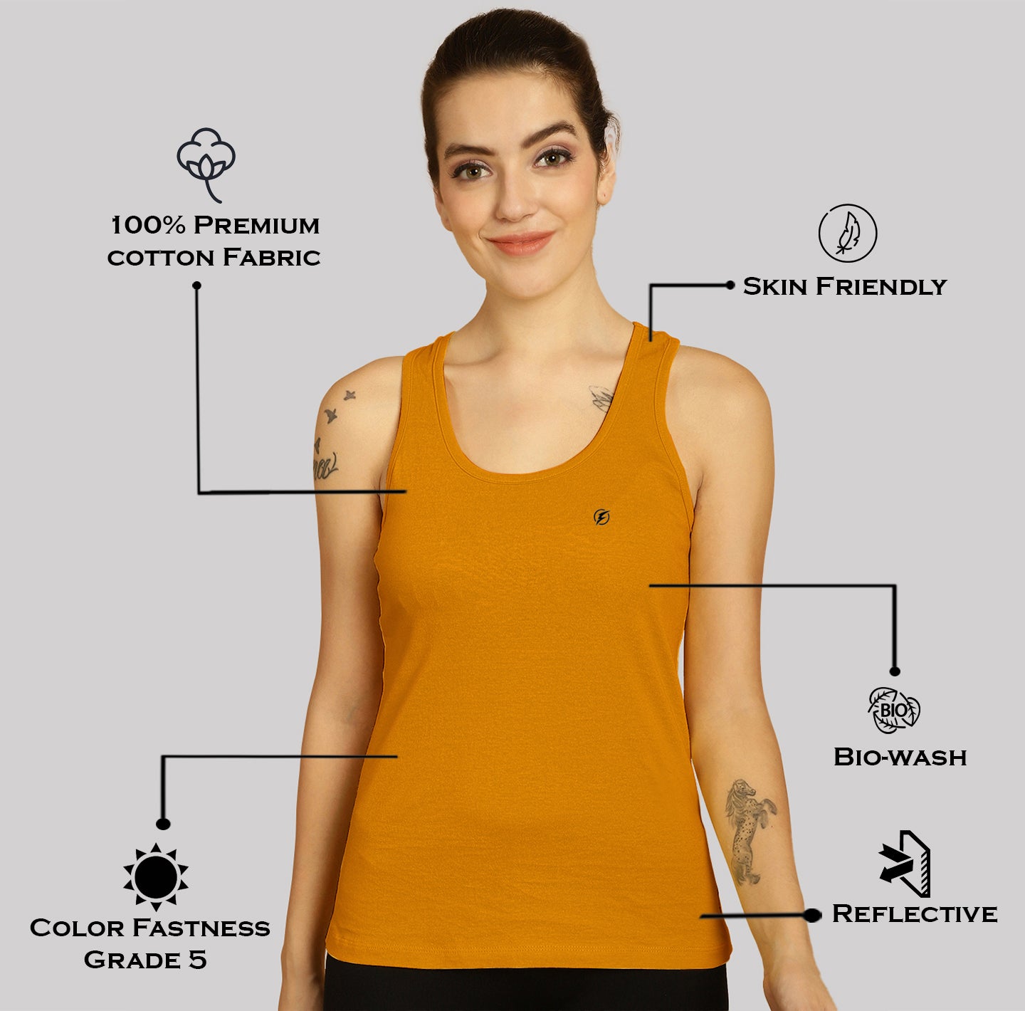 Women Solid Cotton Slim Fit Tank Top - Friskers