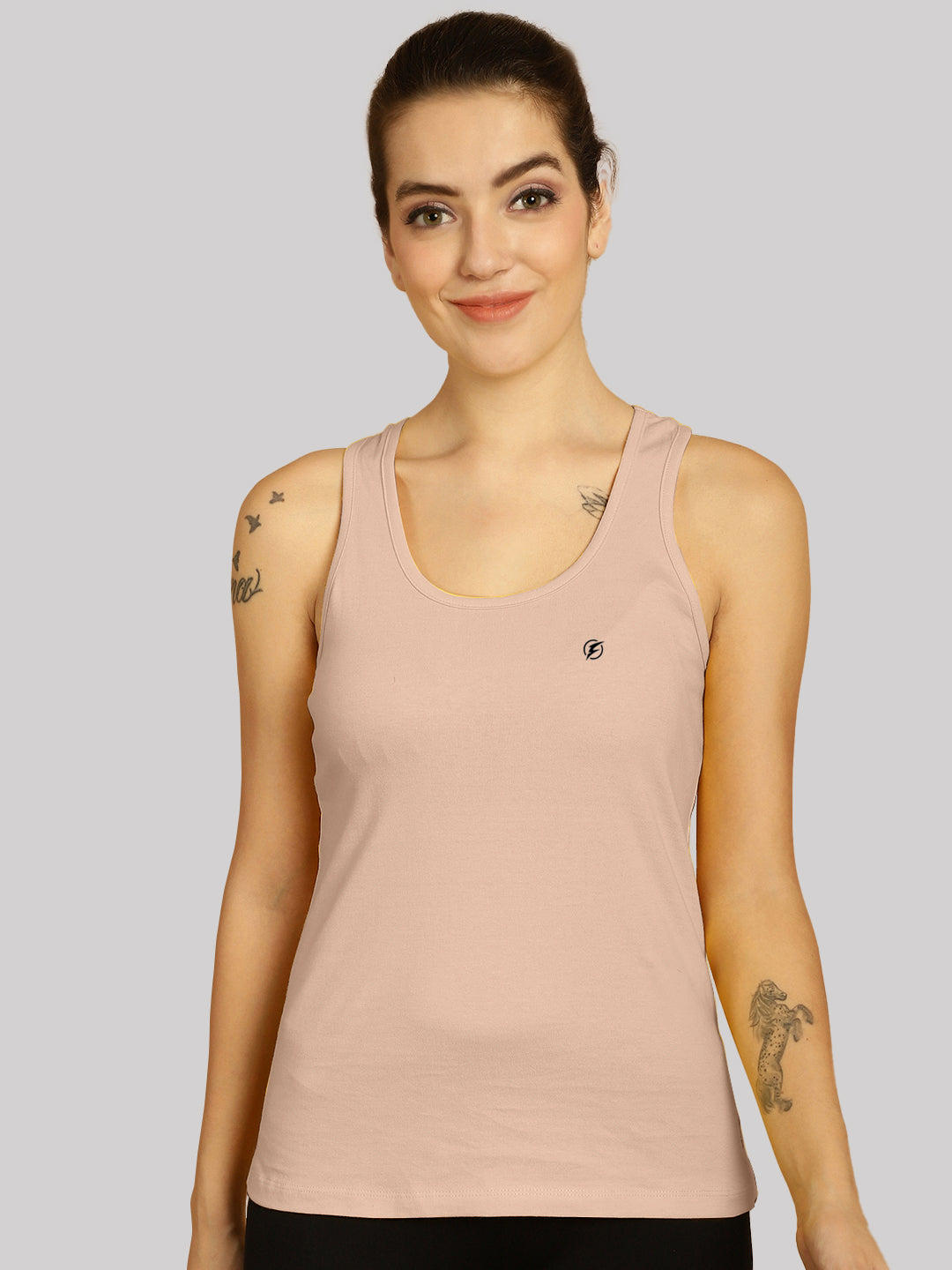 Women Solid Cotton Slim Fit Tank Top - Friskers