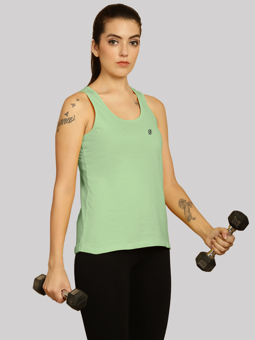 Women Solid Cotton Slim Fit Tank Top - Friskers