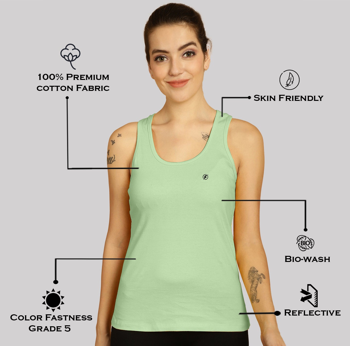 Women Solid Cotton Slim Fit Tank Top - Friskers