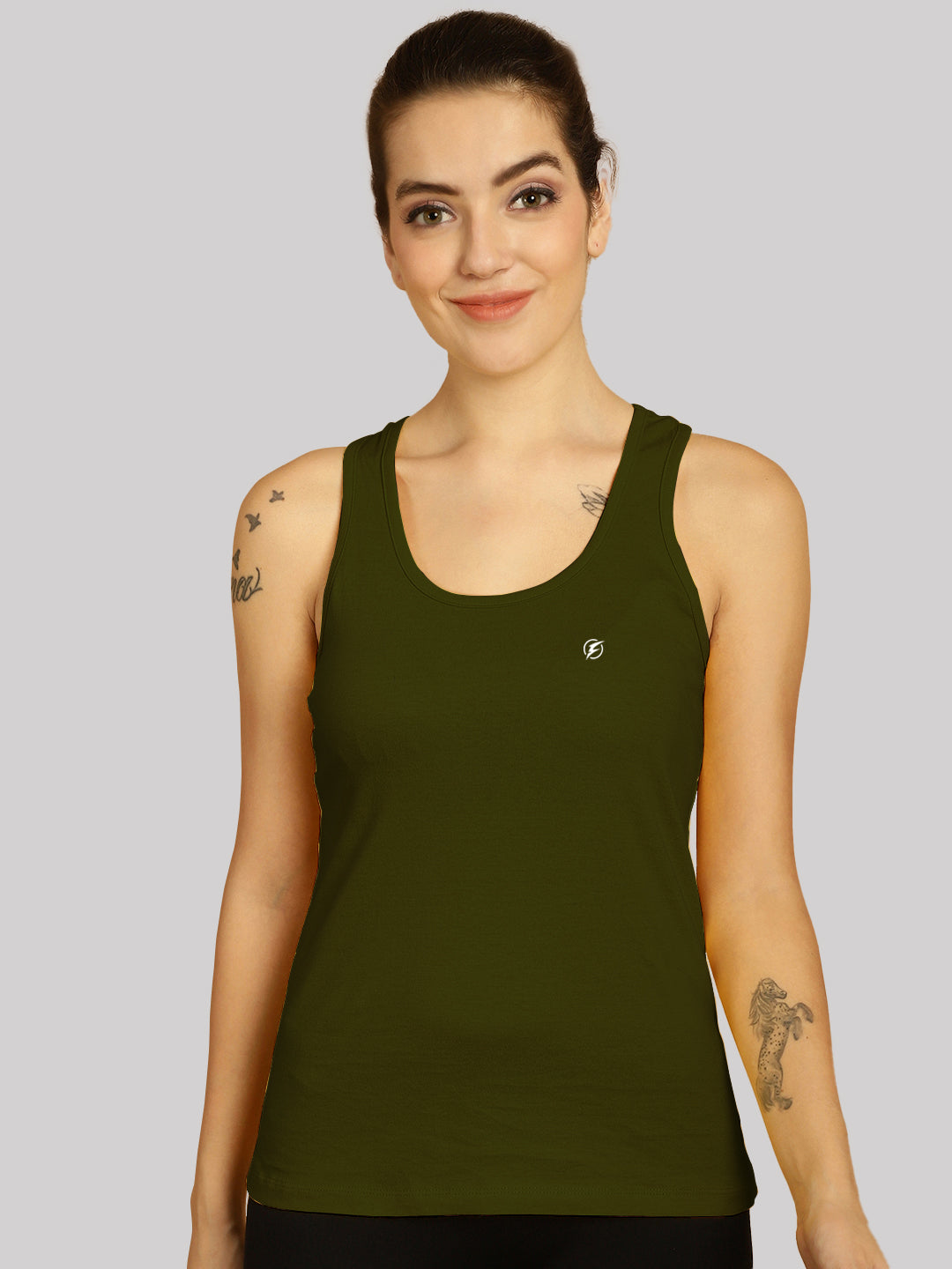 Women Solid Cotton Slim Fit Tank Top - Friskers