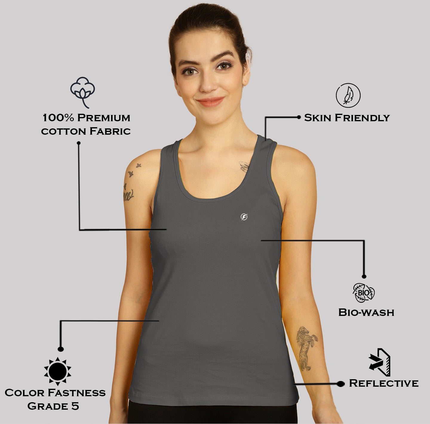 Women Solid Cotton Slim Fit Tank Top - Friskers