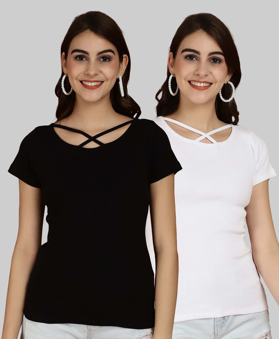 Friskers Pack Of 2 Solid X-Line Neck Top - Friskers