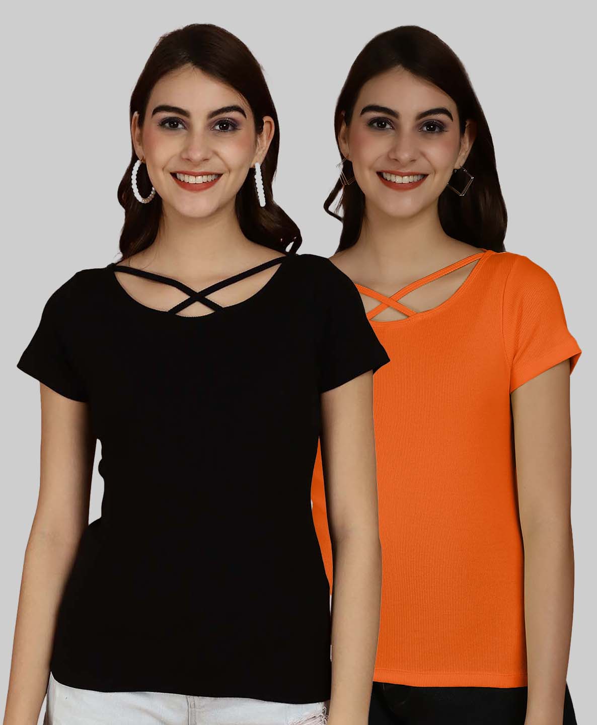 Friskers Pack Of 2 Solid X-Line Neck Top - Friskers
