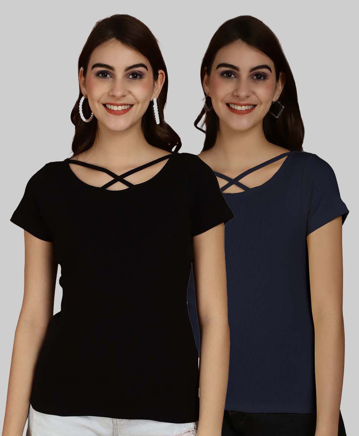 Friskers Pack Of 2 Solid X-Line Neck Top - Friskers