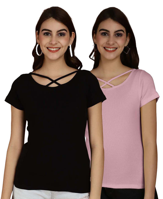 Friskers Pack Of 2 Solid X-Line Neck Top - Friskers