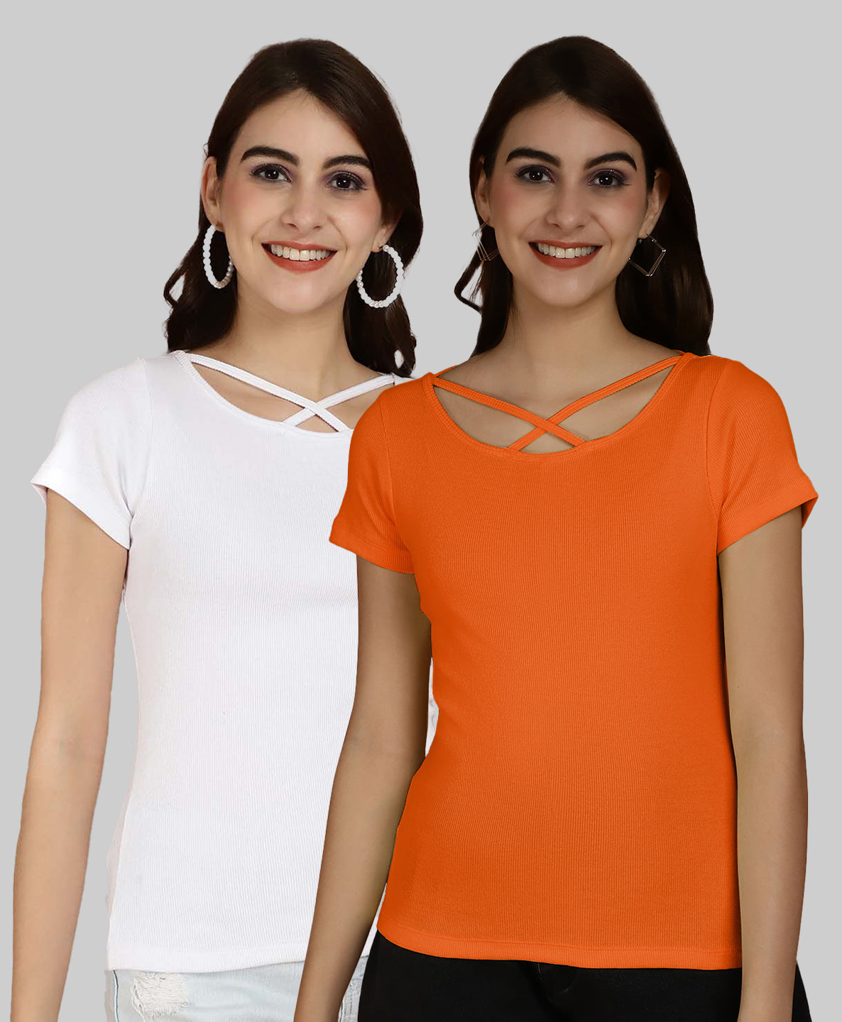 Friskers Pack Of 2 Solid X-Line Neck Top - Friskers