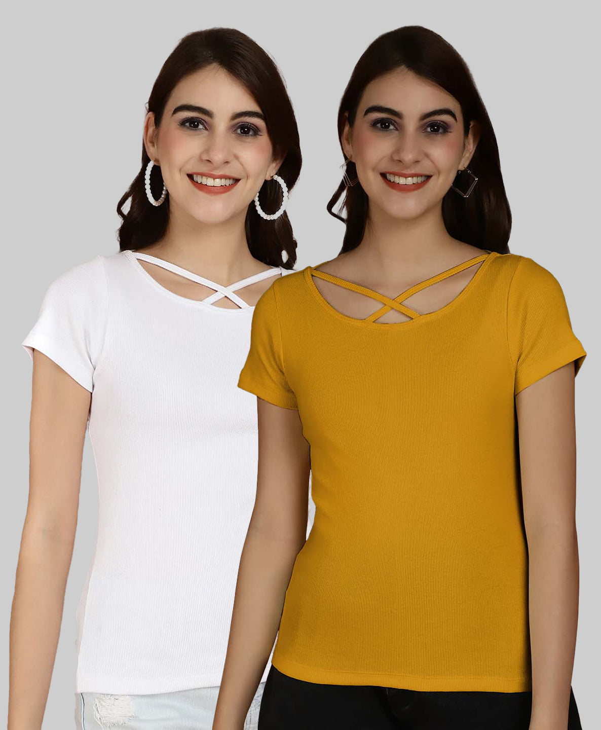 Friskers Pack Of 2 Solid X-Line Neck Top - Friskers