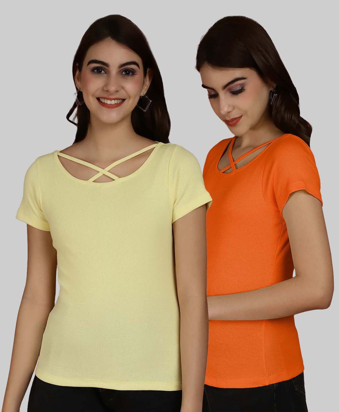 Friskers Pack Of 2 Solid X-Line Neck Top - Friskers