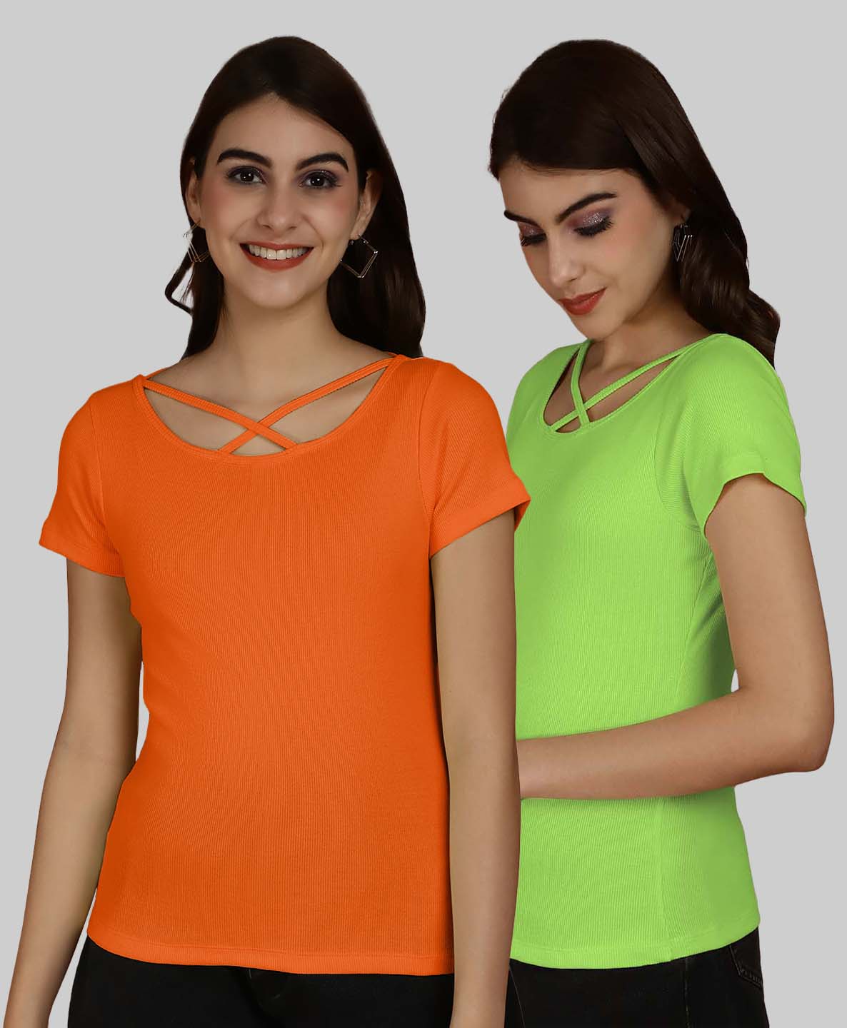 Friskers Pack Of 2 Solid X-Line Neck Top - Friskers