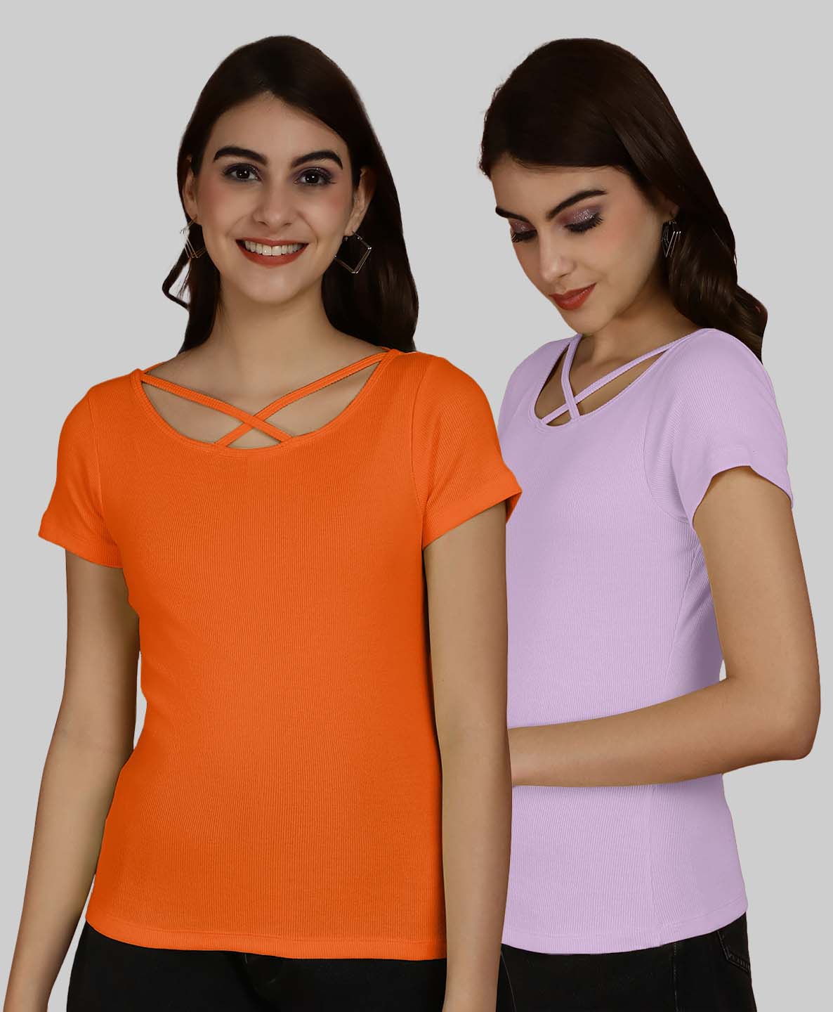 Friskers Pack Of 2 Solid X-Line Neck Top - Friskers