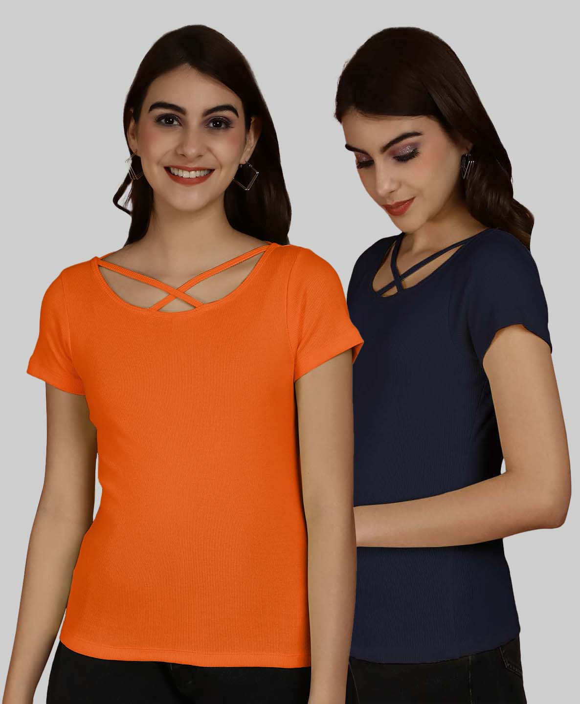 Friskers Pack Of 2 Solid X-Line Neck Top - Friskers