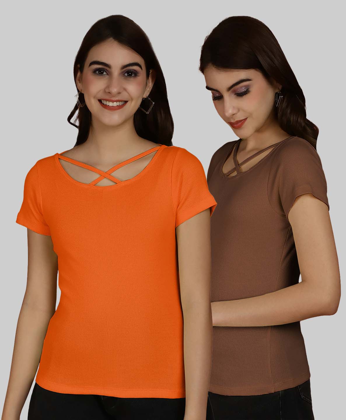 Friskers Pack Of 2 Solid X-Line Neck Top - Friskers