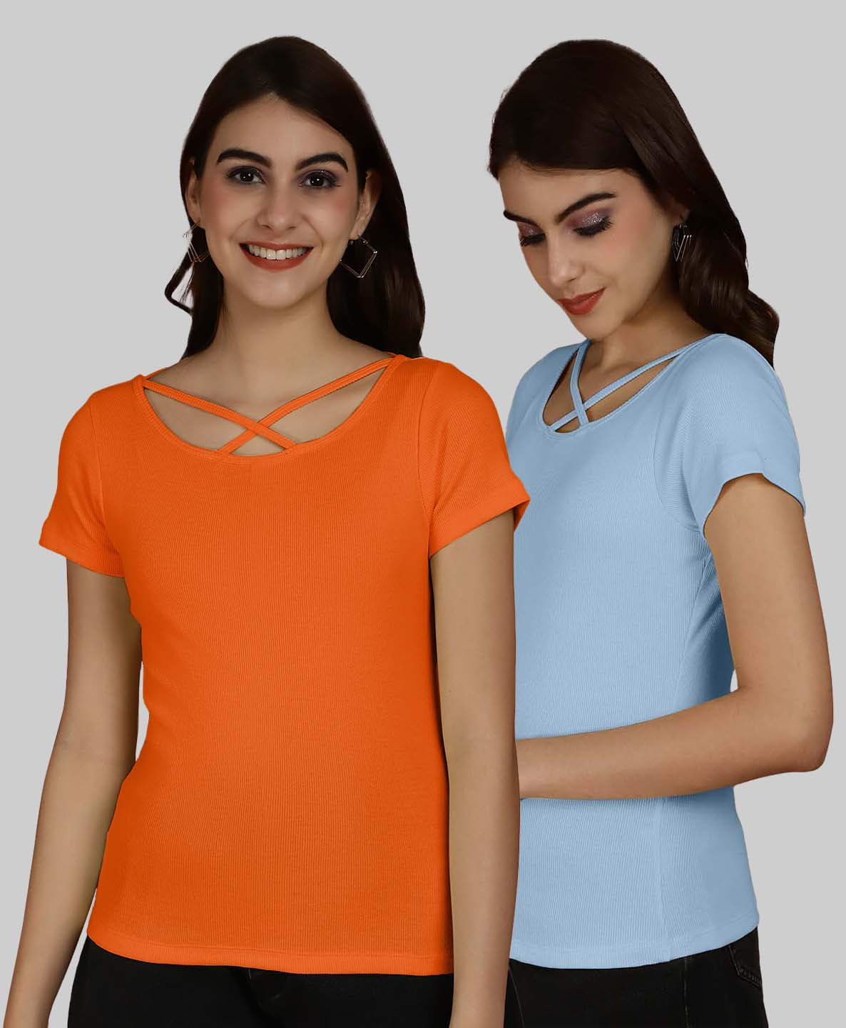 Friskers Pack Of 2 Solid X-Line Neck Top - Friskers