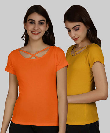 Friskers Pack Of 2 Solid X-Line Neck Top - Friskers