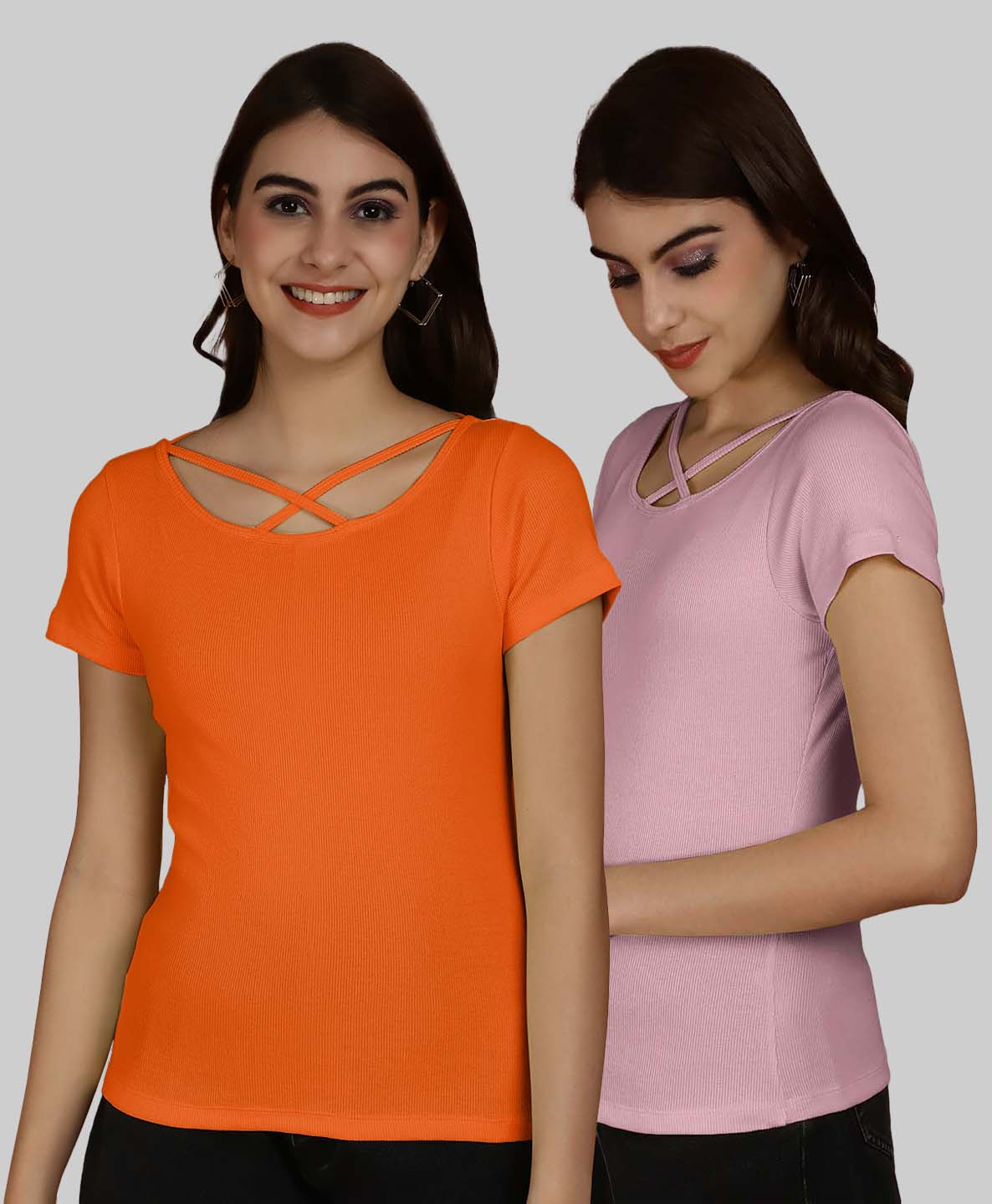 Friskers Pack Of 2 Solid X-Line Neck Top - Friskers