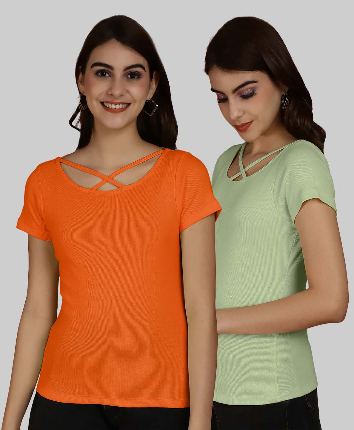 Friskers Pack Of 2 Solid X-Line Neck Top - Friskers