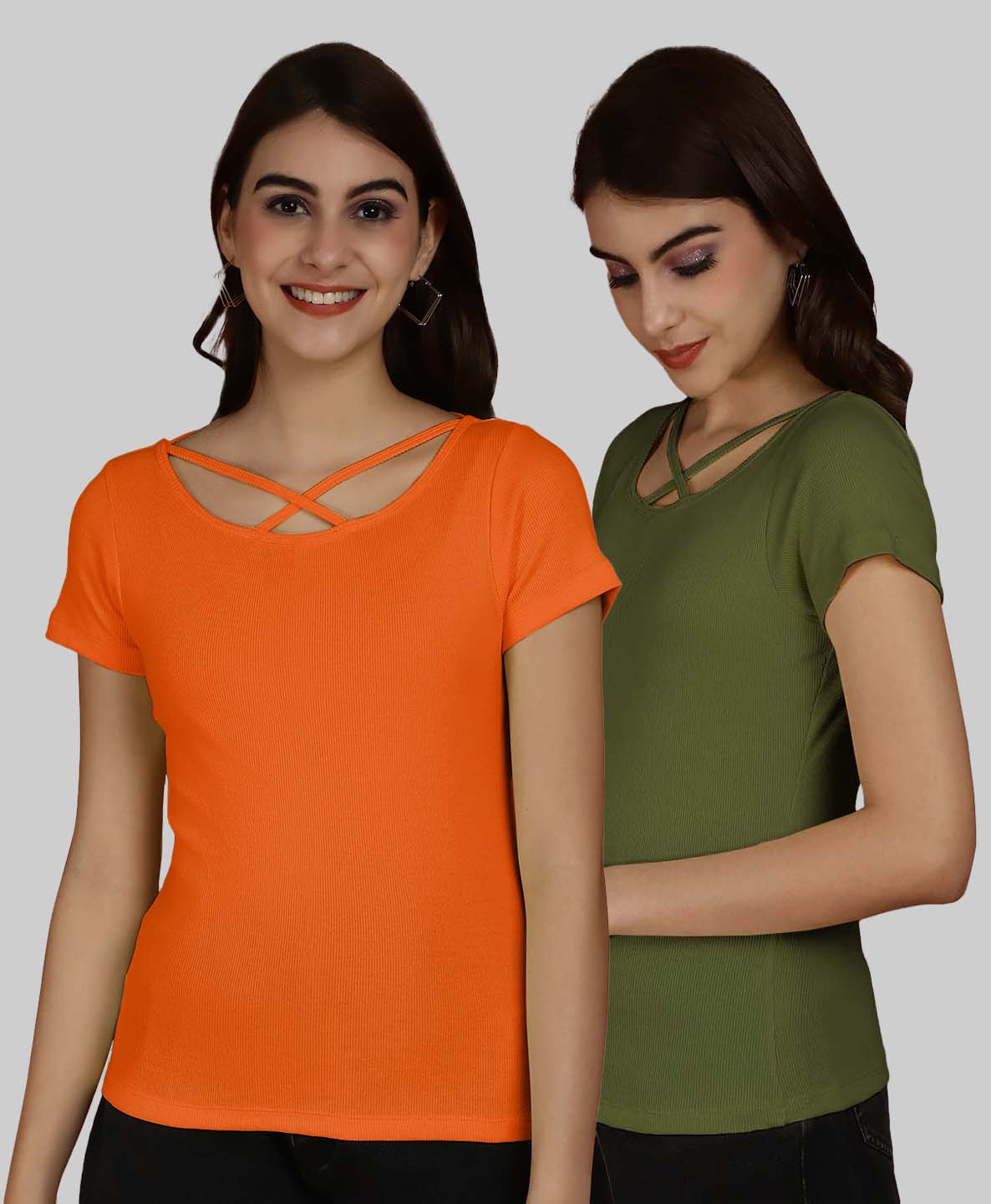 Friskers Pack Of 2 Solid X-Line Neck Top - Friskers