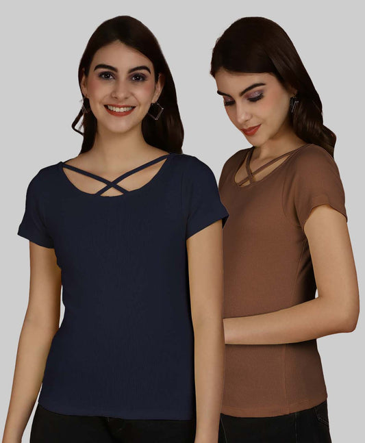 Friskers Pack Of 2 Solid X-Line Neck Top - Friskers