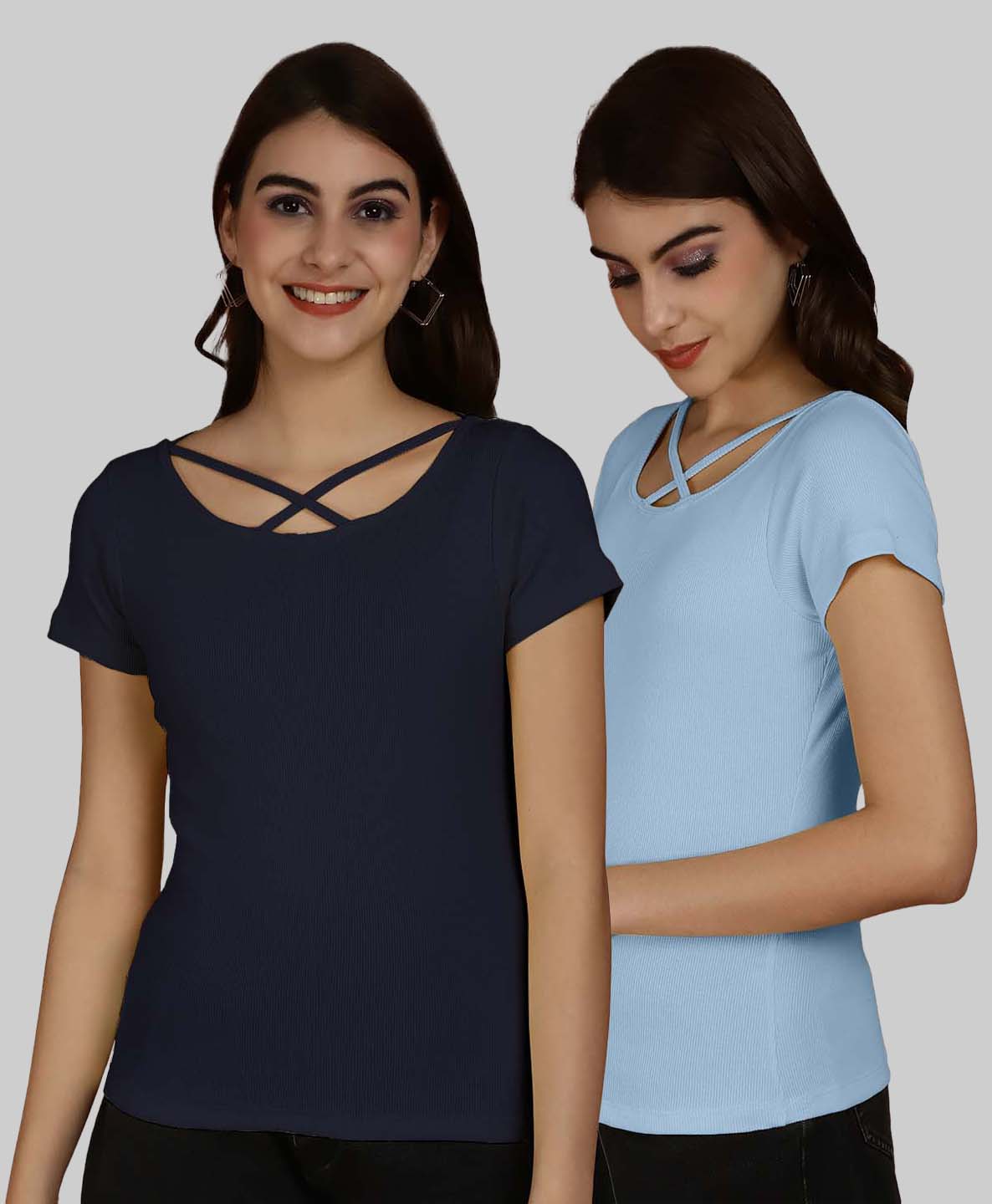 Friskers Pack Of 2 Solid X-Line Neck Top - Friskers