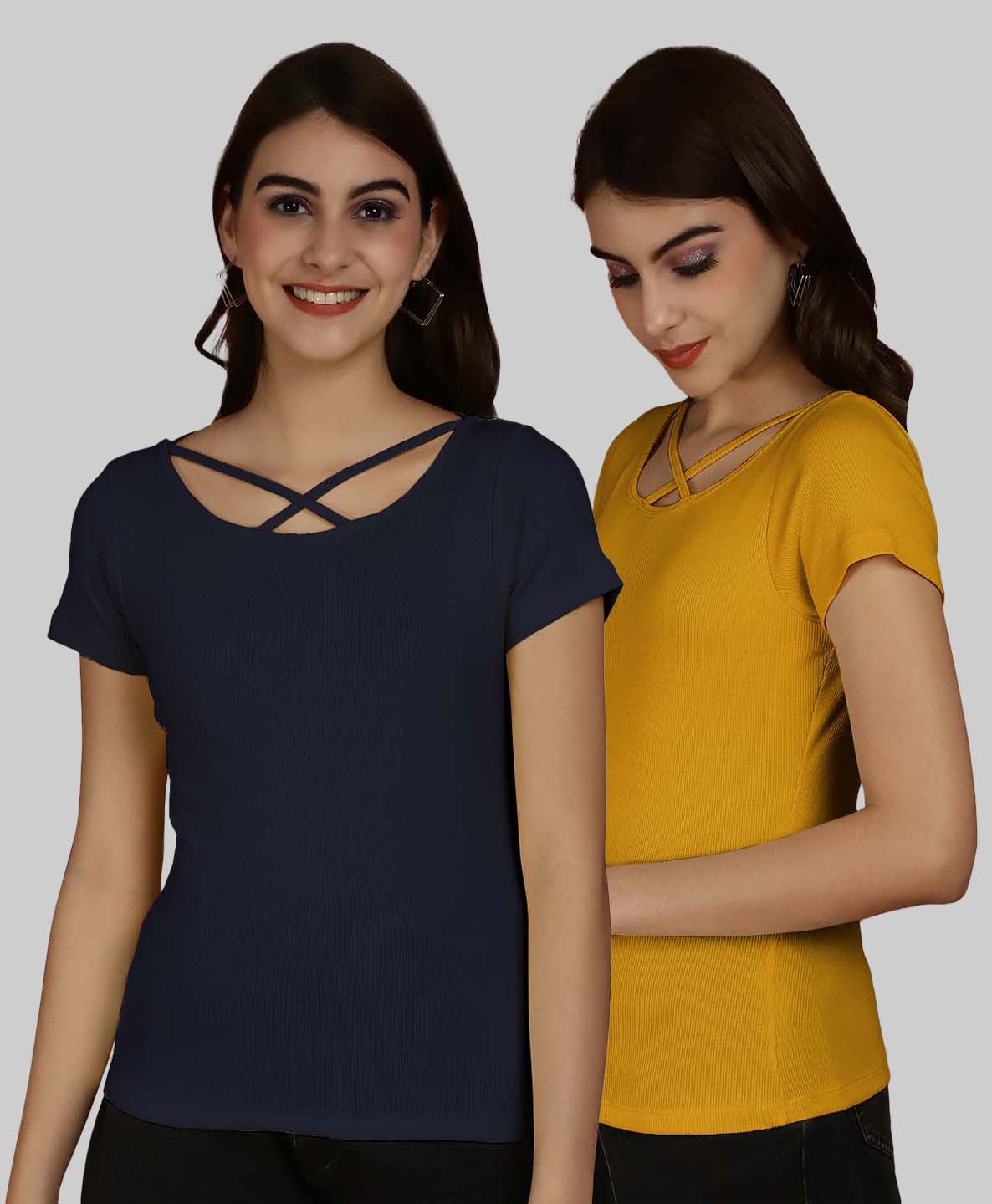 Friskers Pack Of 2 Solid X-Line Neck Top - Friskers