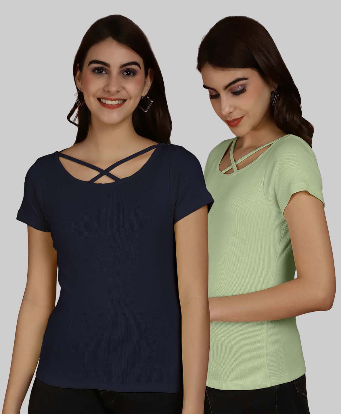 Friskers Pack Of 2 Solid X-Line Neck Top - Friskers