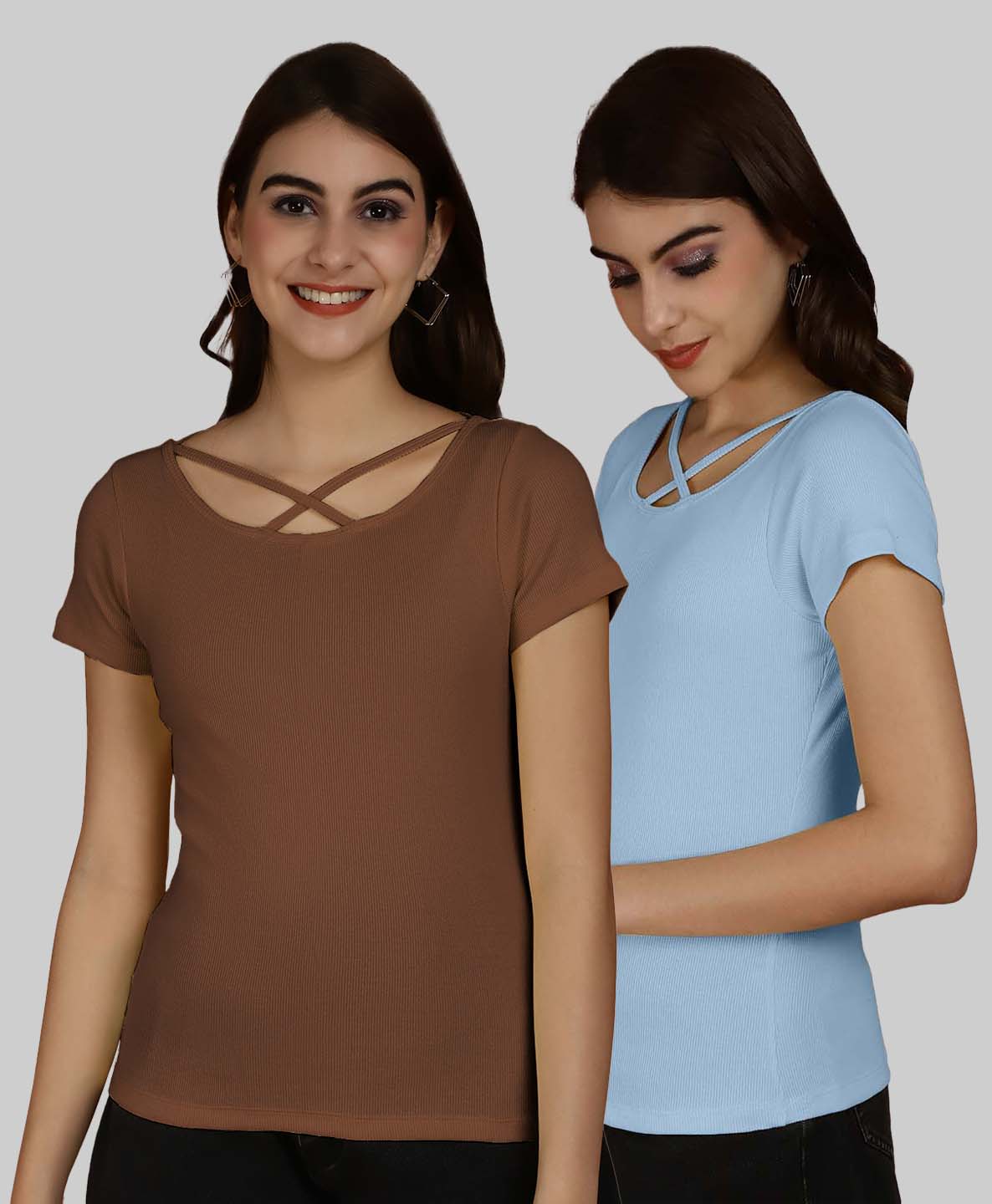 Friskers Pack Of 2 Solid X-Line Neck Top - Friskers
